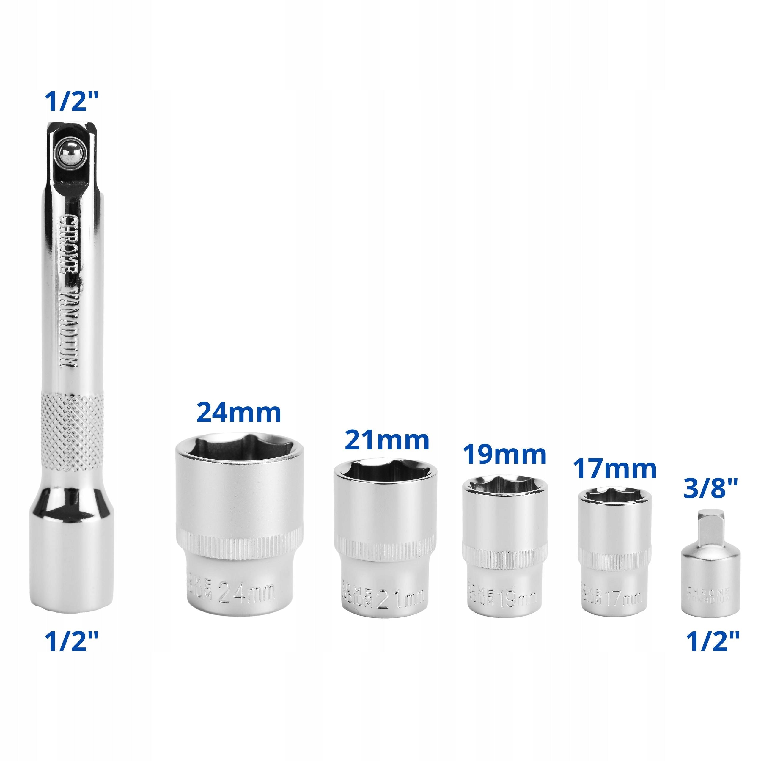 TORQUE WRENCH FOR WHEELS 1/2" 40-220Nm 4 CAPS 17,19,21,24mm SUITCASE Product weight with unit packaging 3 kg