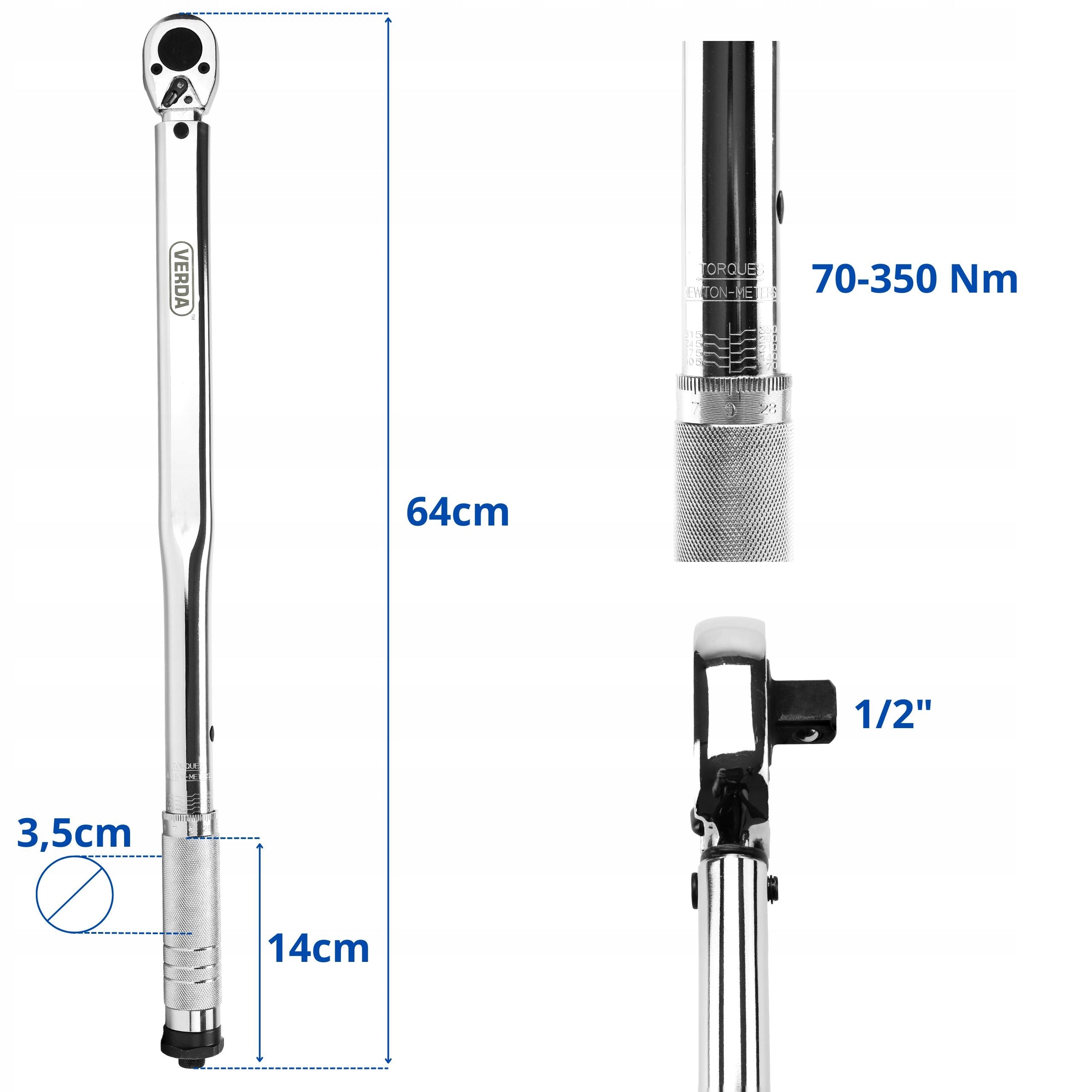 TORQUE WRENCH FOR WHEELS 1/2" 70-350Nm SUITCASE IN SUITCASE VERDA EAN (GTIN) 5902143919490