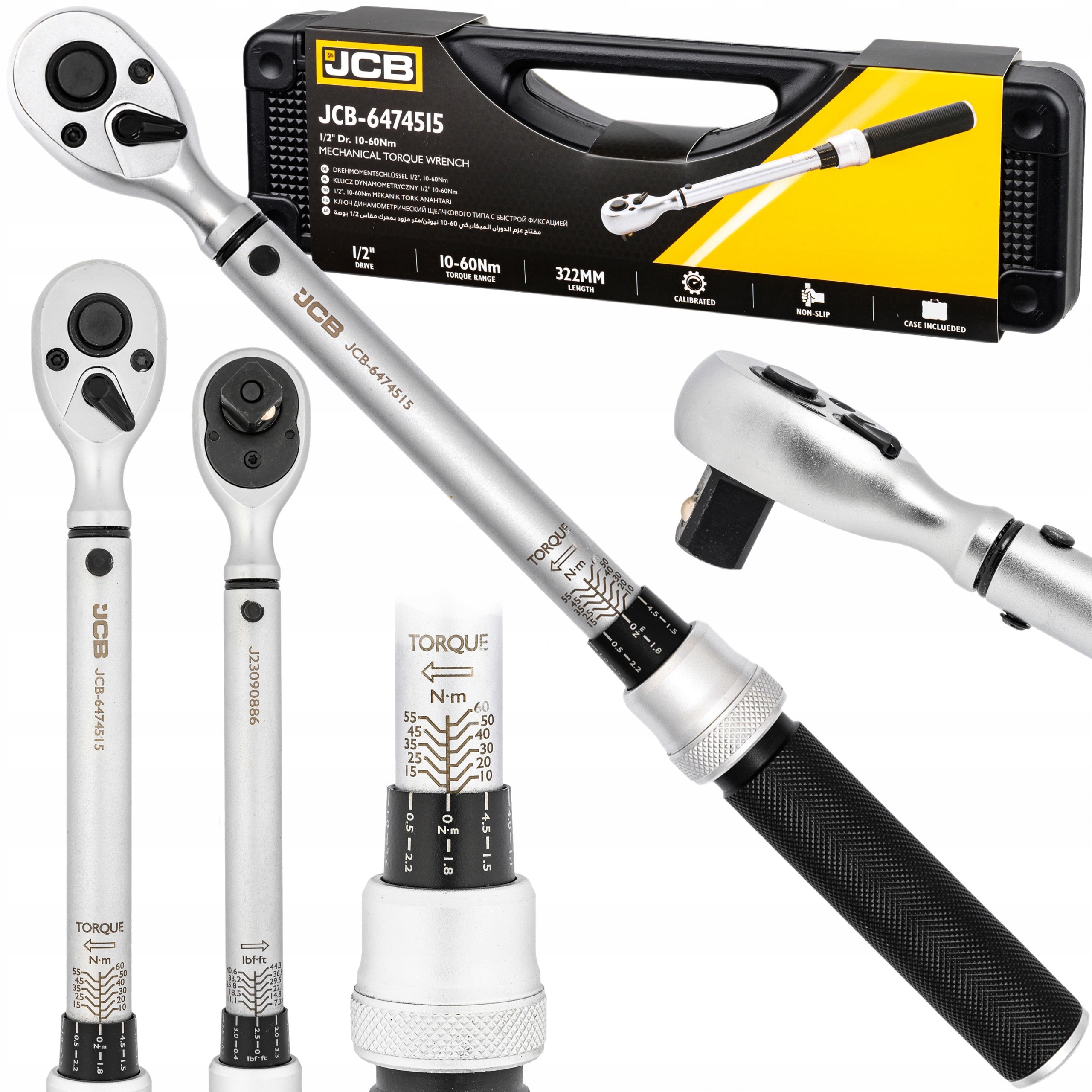TORQUE WRENCH WITH LOCK CALIBRATION CERTIFICATE CASE 10-60NM 1/2" JCB