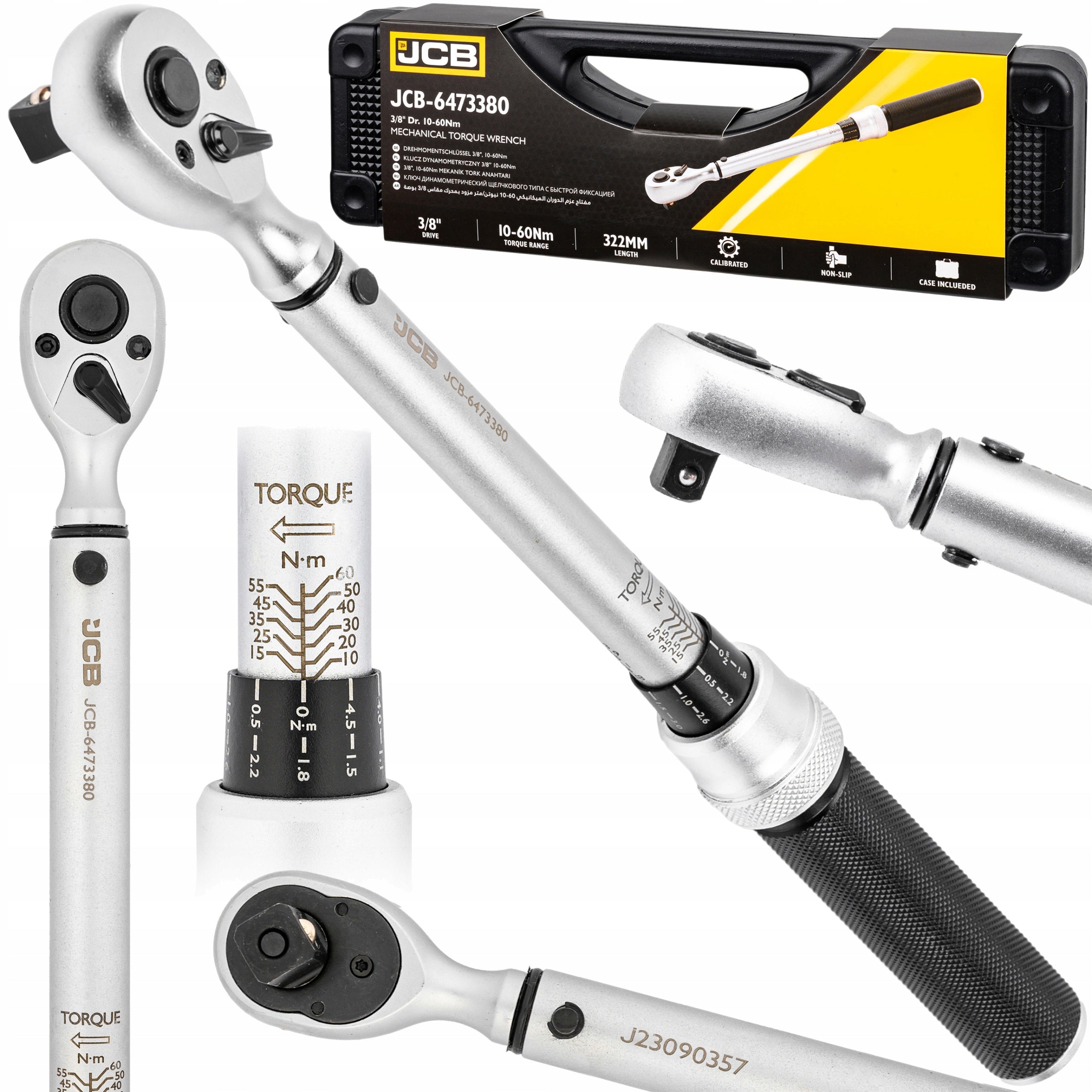 TORQUE WRENCH WITH LOCK CALIBRATION CERTIFICATE CASE 10-60Nm 3/8" JCB