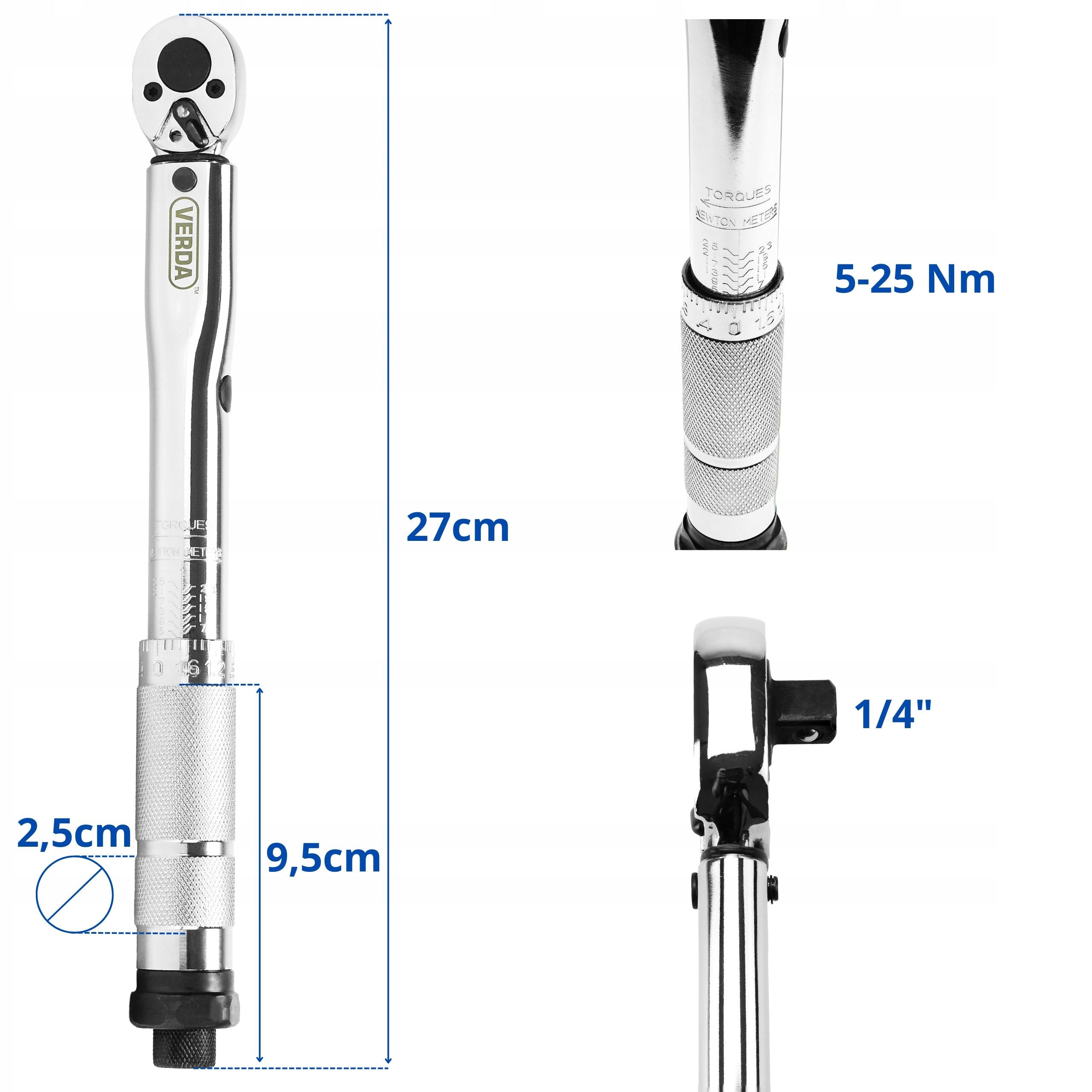 TORQUE WRENCH for Candles 1/4" 5-25Nm + Case SUITCASE VERDA Packaging status original