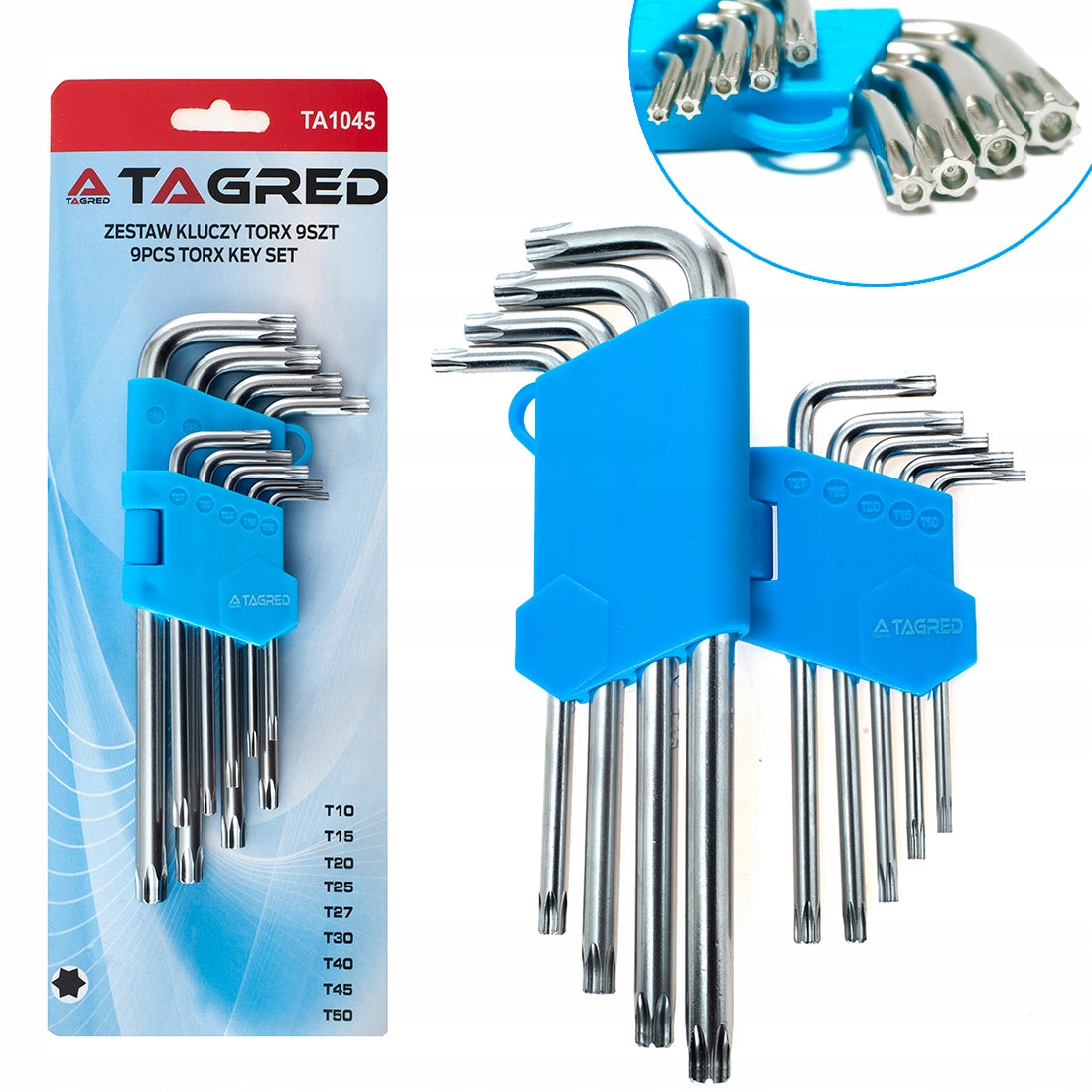 TORX ALLEN KEYS TYPE L with hole T10-T50 9pcs