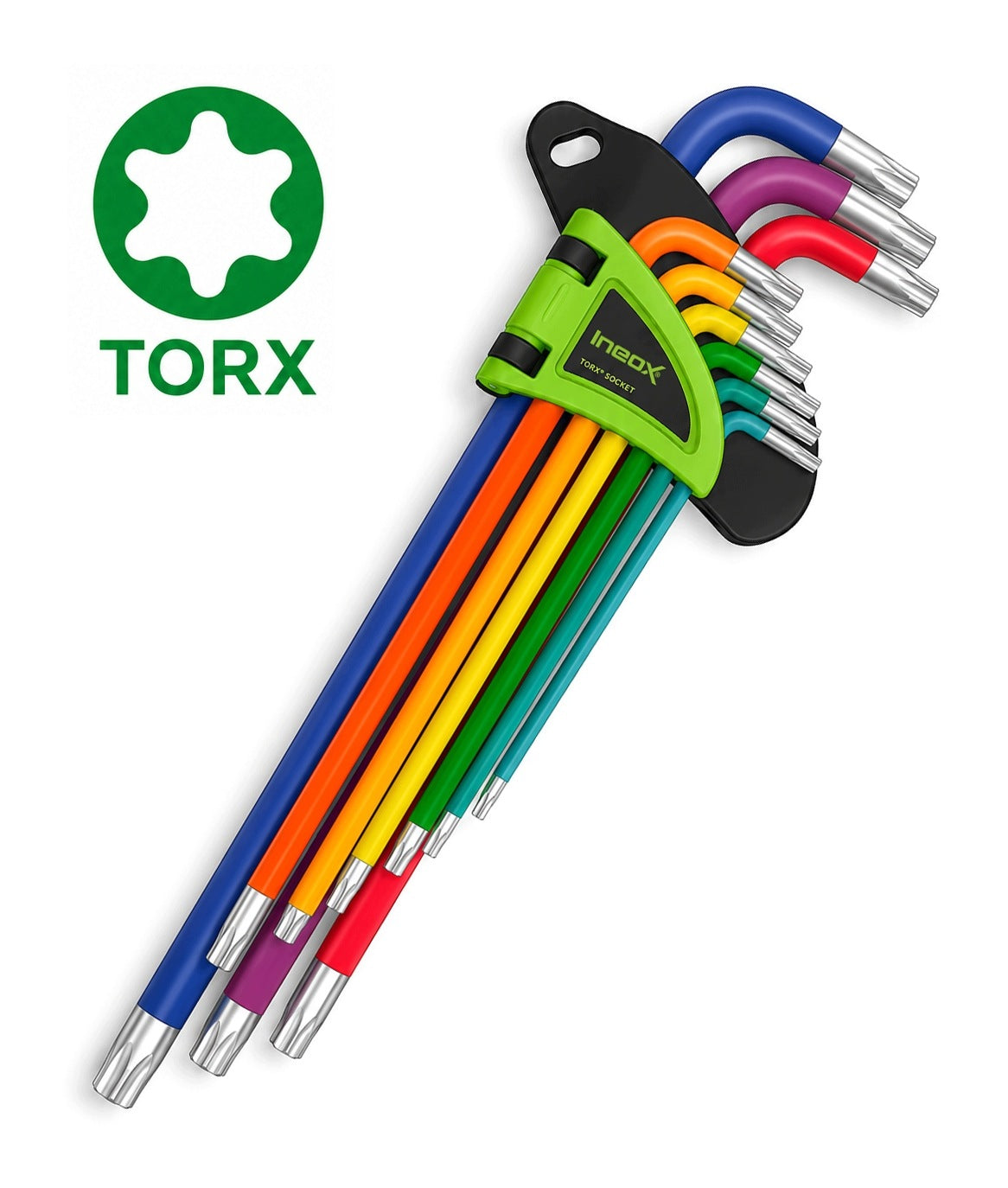 TORX Allen Wrenches Long Colorful T10-T50 Steel S2 HRC - 9 Pieces