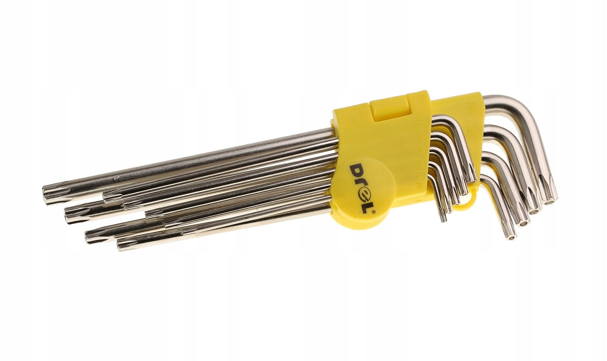 TORX KEYS WITH HOLE T10-50 EXTRA LONG 9 PCS