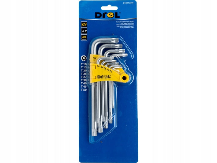 TORX WRENCHES SET OF 9 LONG TORXY T10 - T50 CrV Brand Drel