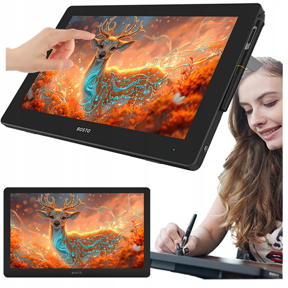 TOUCH Graphics Tablet BOSTO BT-19UHDT(P) with LCD screen 3840x2160 Brand BOSTO