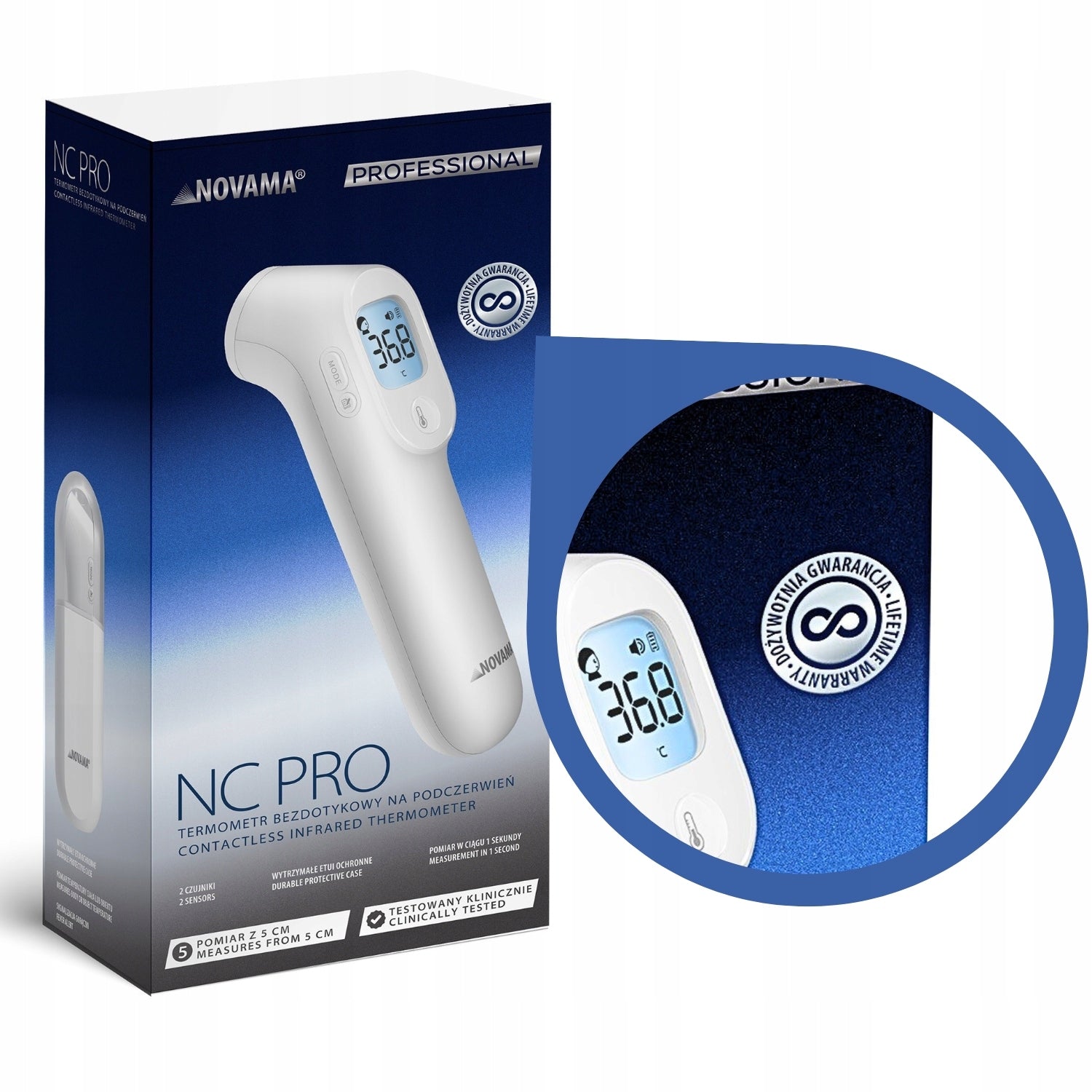 TOUCHLESS Electronic MEDICAL FOREHEAD thermometer NOVAMA NC PRO + CASE Medical device yes