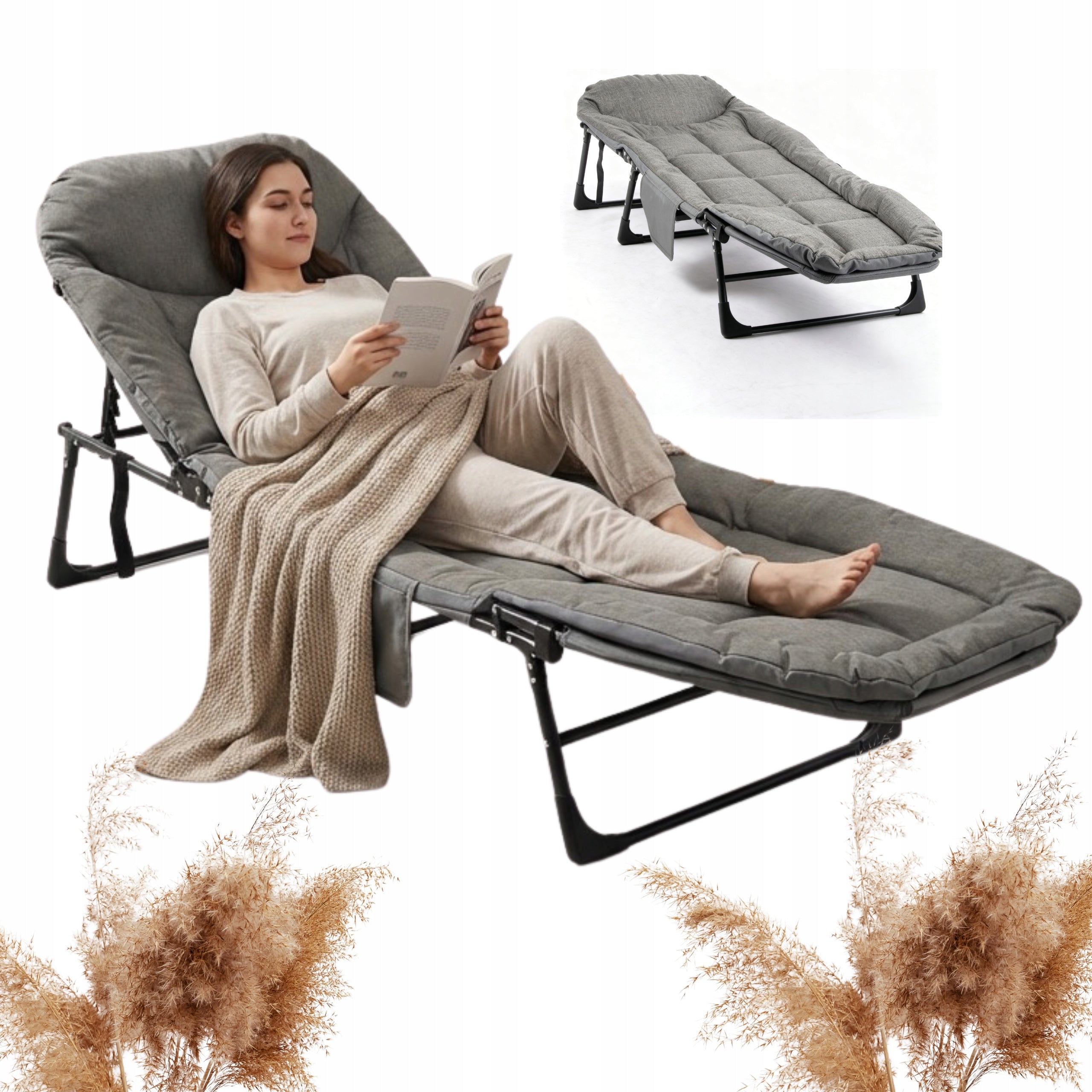 TOURIST BED CT-02L FOLDING COUCH LOUNGER FIELD MATTRESS LARGE XXL