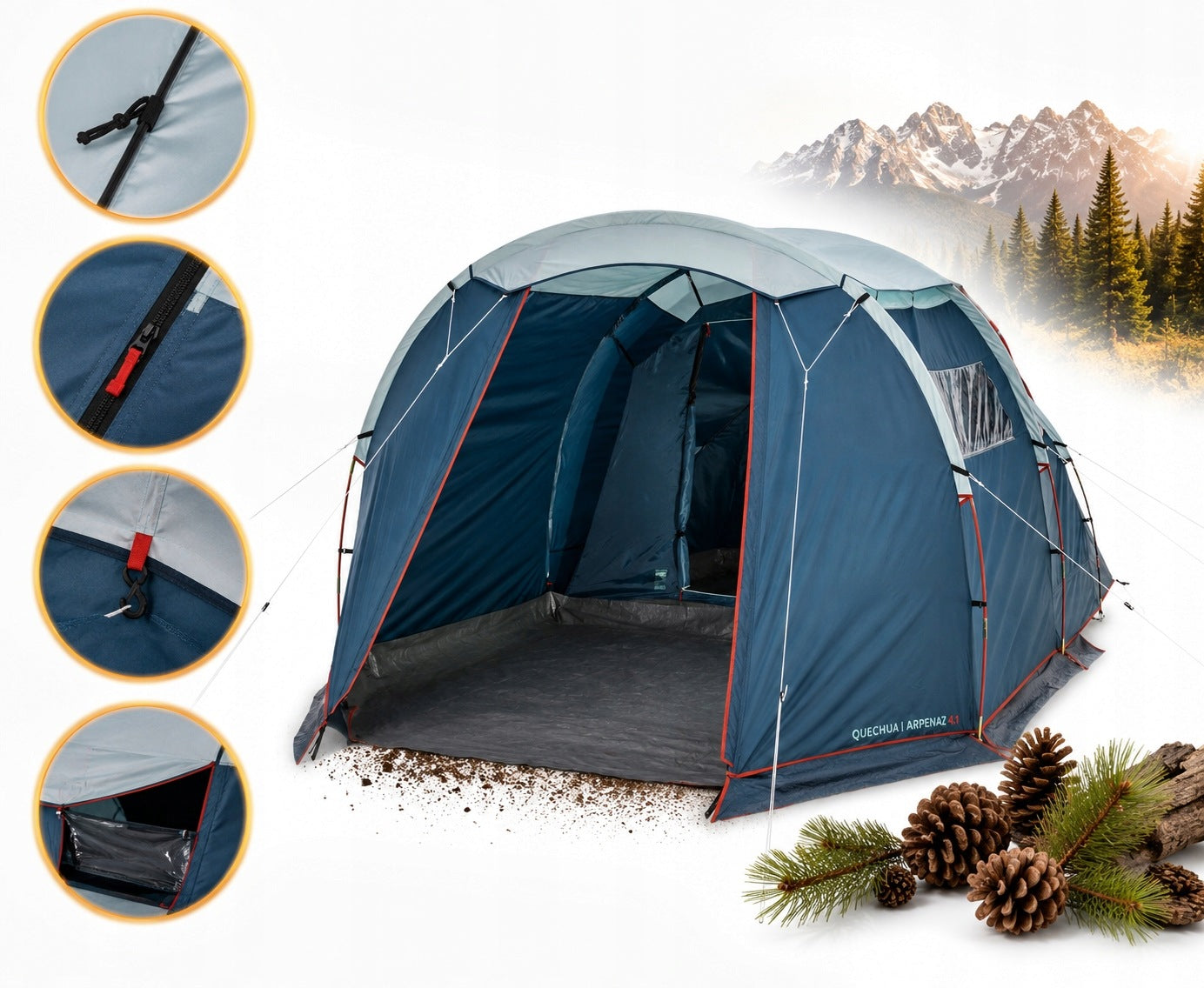 TOURIST CAMPING TENT Quechua Arpenaz 4.1 4-PERSON WITH FRAME