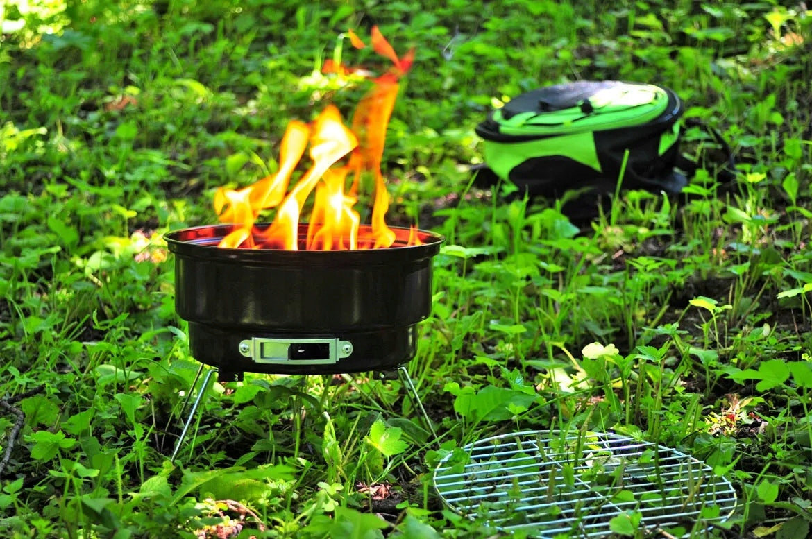 TOURIST CHARCOAL GRILL FOLDED PORTABLE MINI SMALL SURVIVAL + BAG Grate length 26 cm