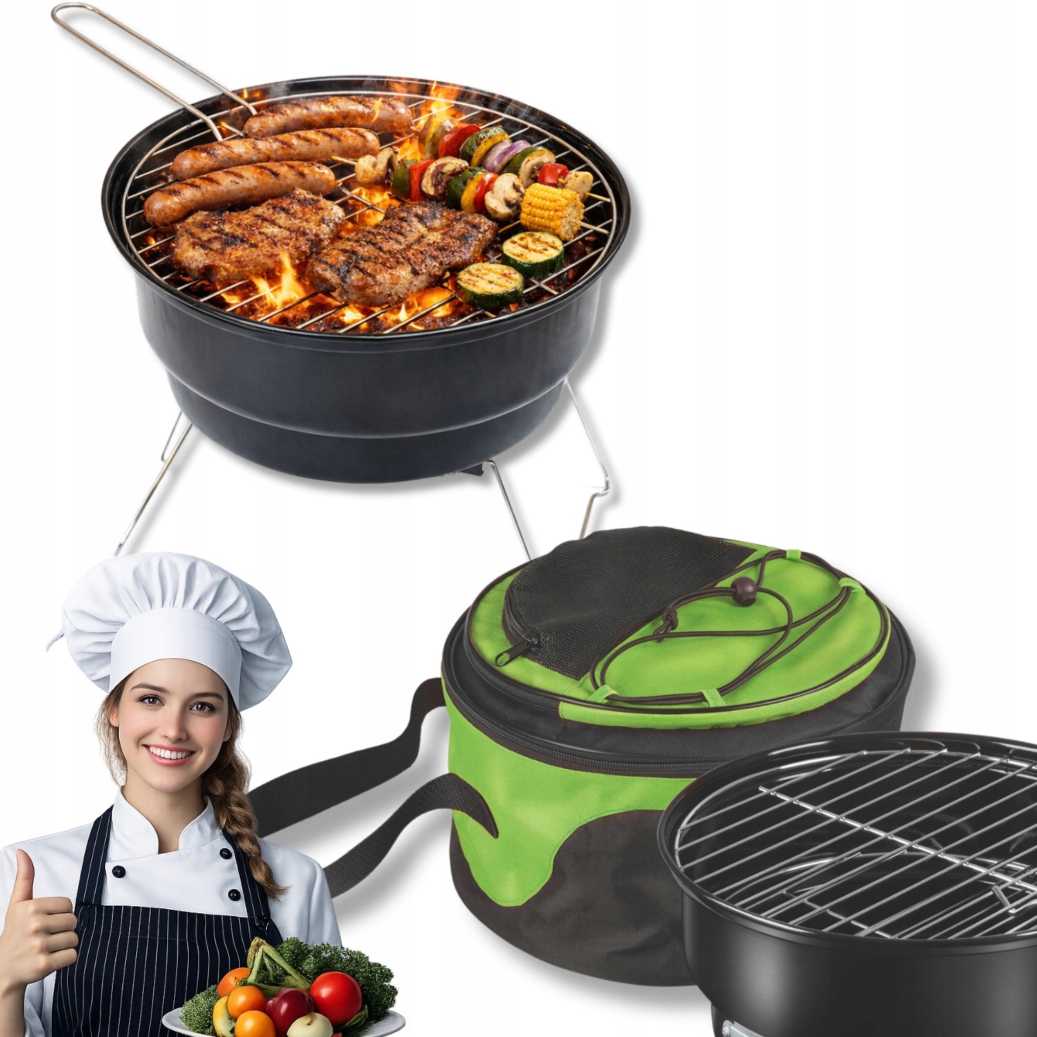 TOURIST CHARCOAL GRILL FOLDED PORTABLE MINI SMALL SURVIVAL + BAG