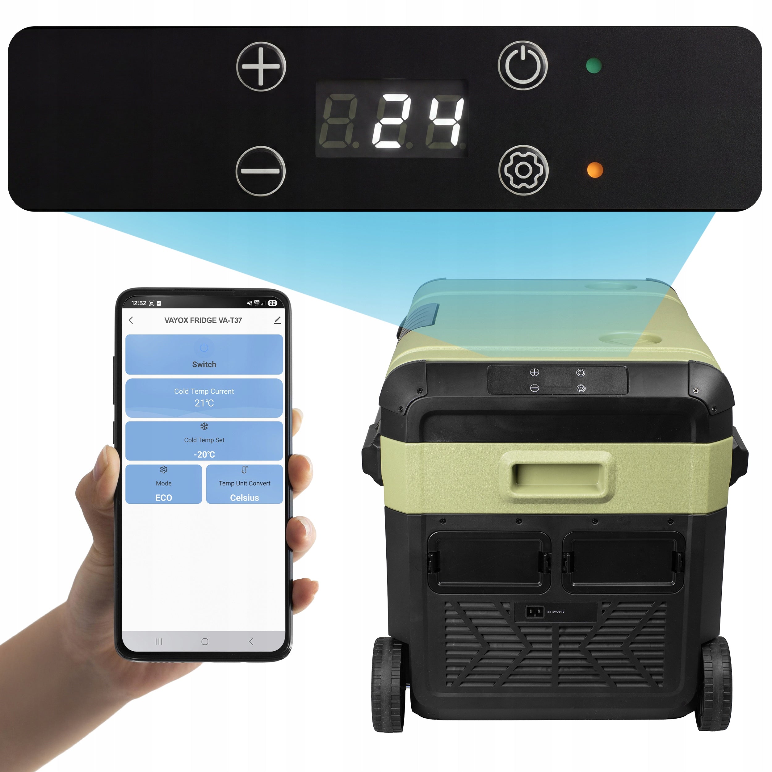 TOURIST COMPRESSOR FRIDGE 12/24/230V CAR FREEZER 35 VAYOX Manufacturer code Lodówka turystyczna samochodowa VATW37