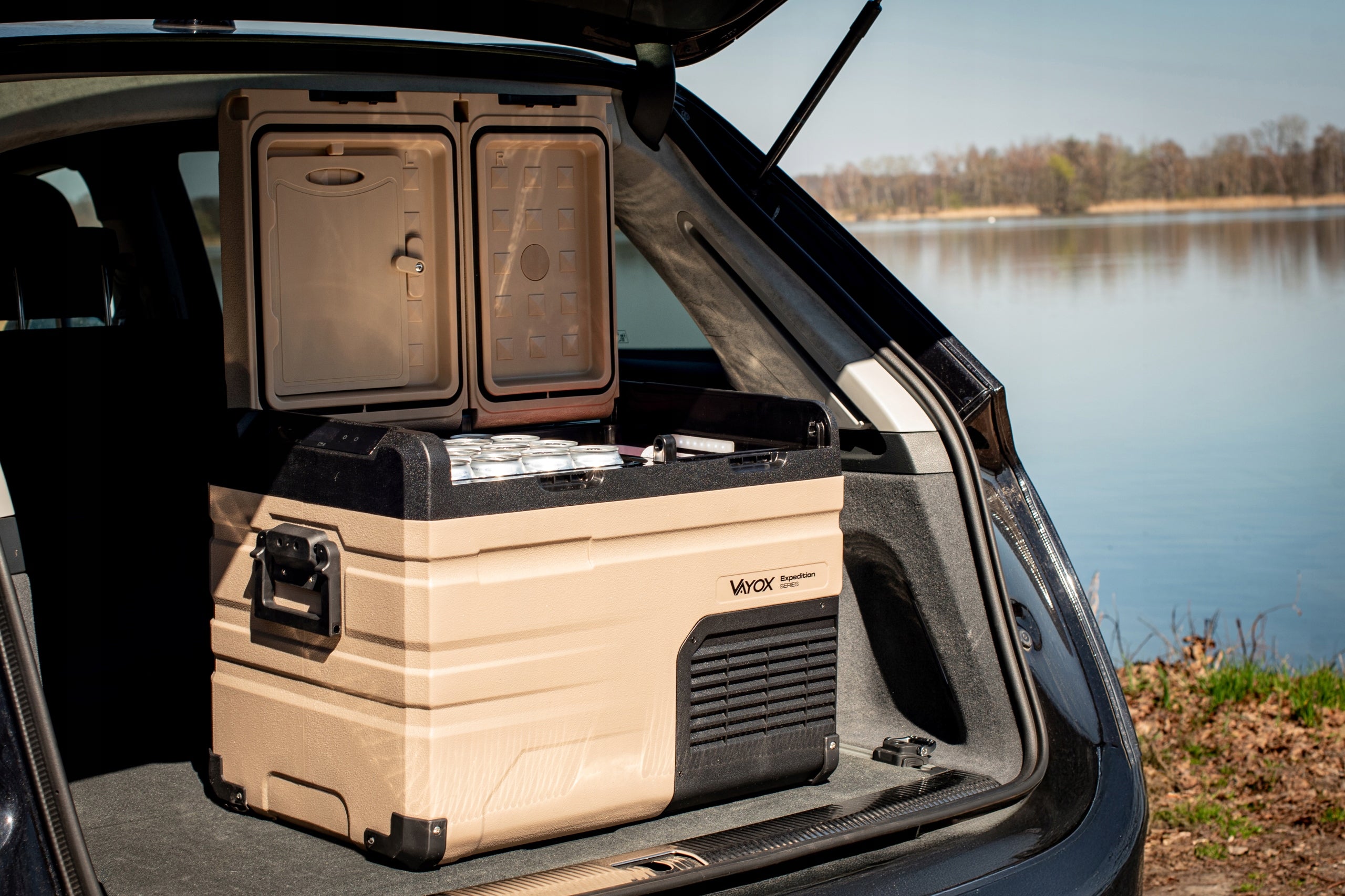 TOURIST COMPRESSOR FRIDGE 12/24/230V PORTABLE FREEZER 39L VAYOX Manufacturer code LODÓWKA SAMOCHODOWA BLUETOOTH DWIE KOMORY