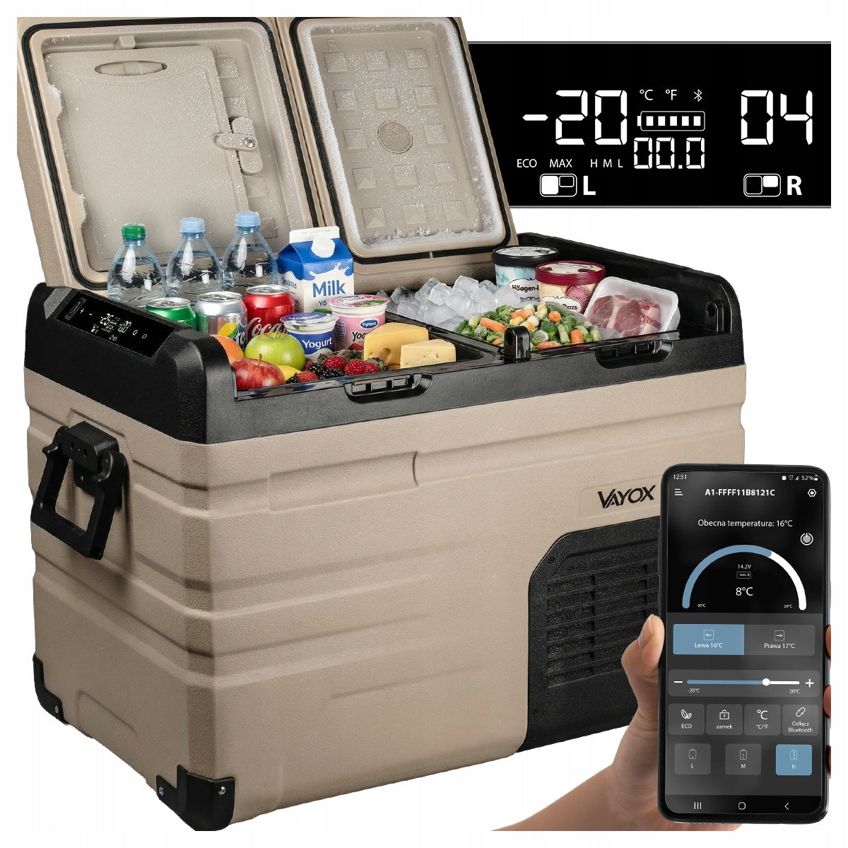 TOURIST COMPRESSOR FRIDGE 12/24/230V PORTABLE FREEZER 39L VAYOX