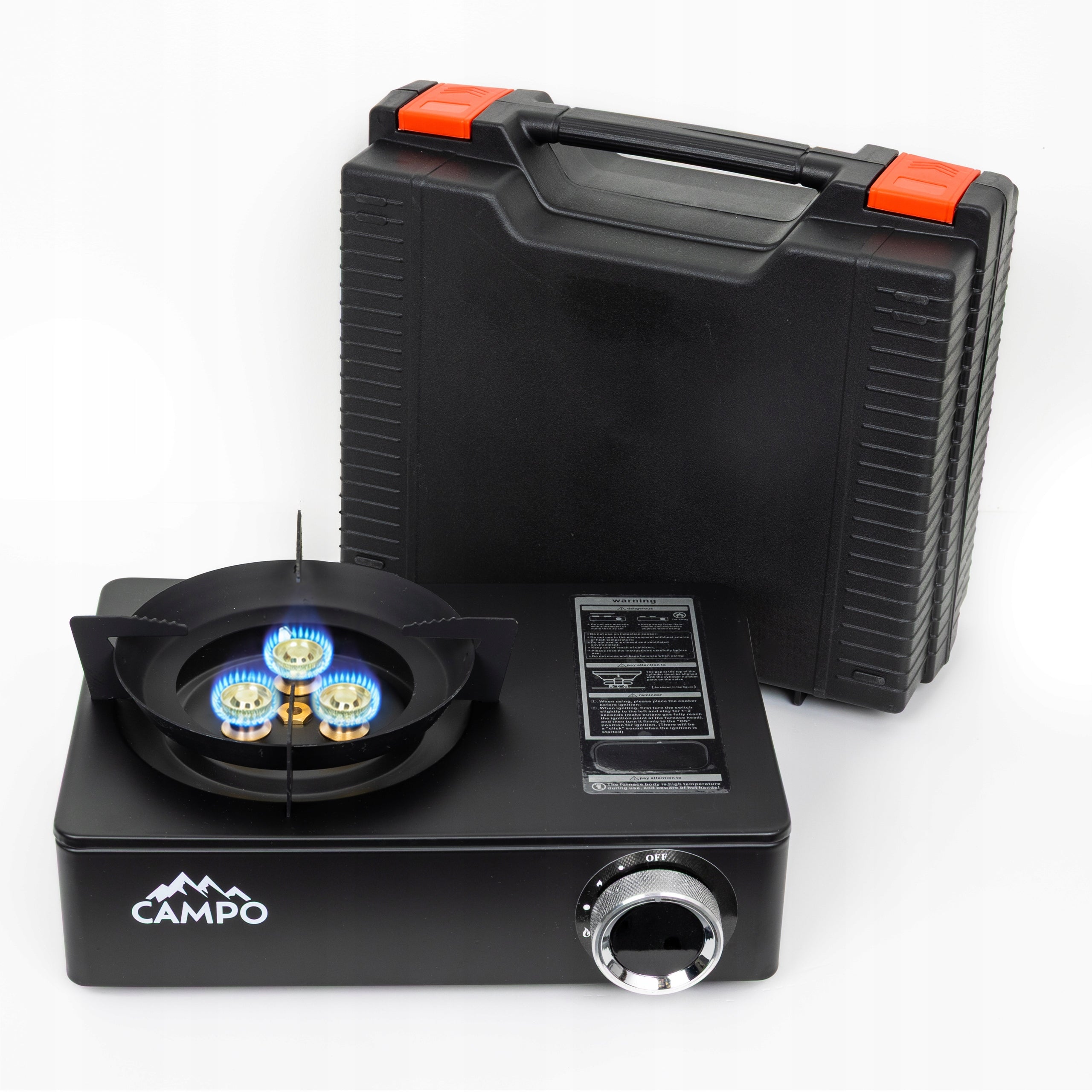 TOURIST COOKER 3600W GAS 3 STEEL BURNERS 2in1 for CARTRIDGES and CYLINDERS