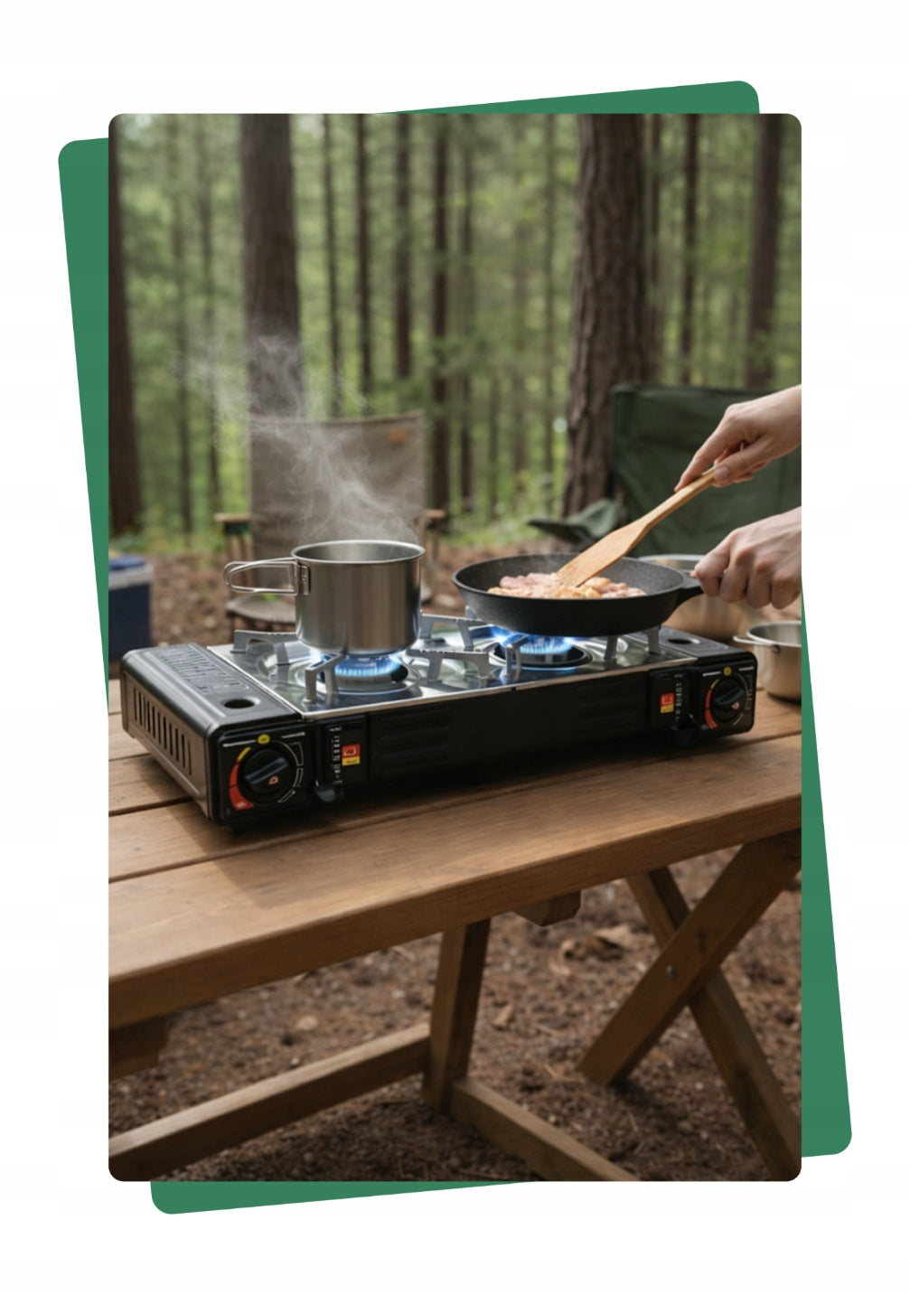 TOURIST COOKER GAS PORTABLE TWO-BURNER FOR CARTRIDGES CYLINDERS inox Manufacturer code KUCHENKA podwójna INOX double