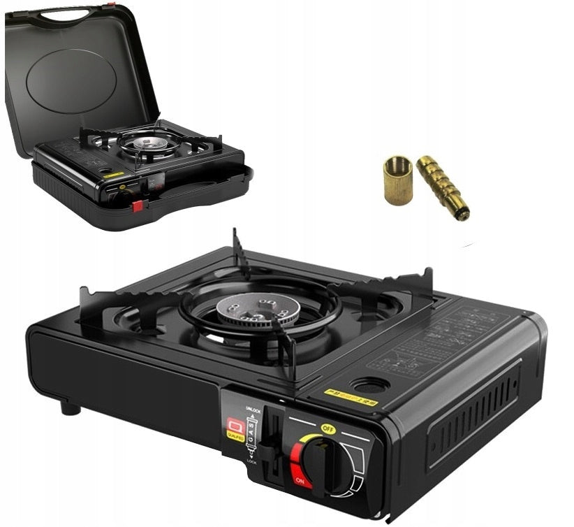 TOURIST COOKER PORTABLE FOR CARTRIDGES IN A SUITCASE REDUCTION FOR A LARGE CYLINDER