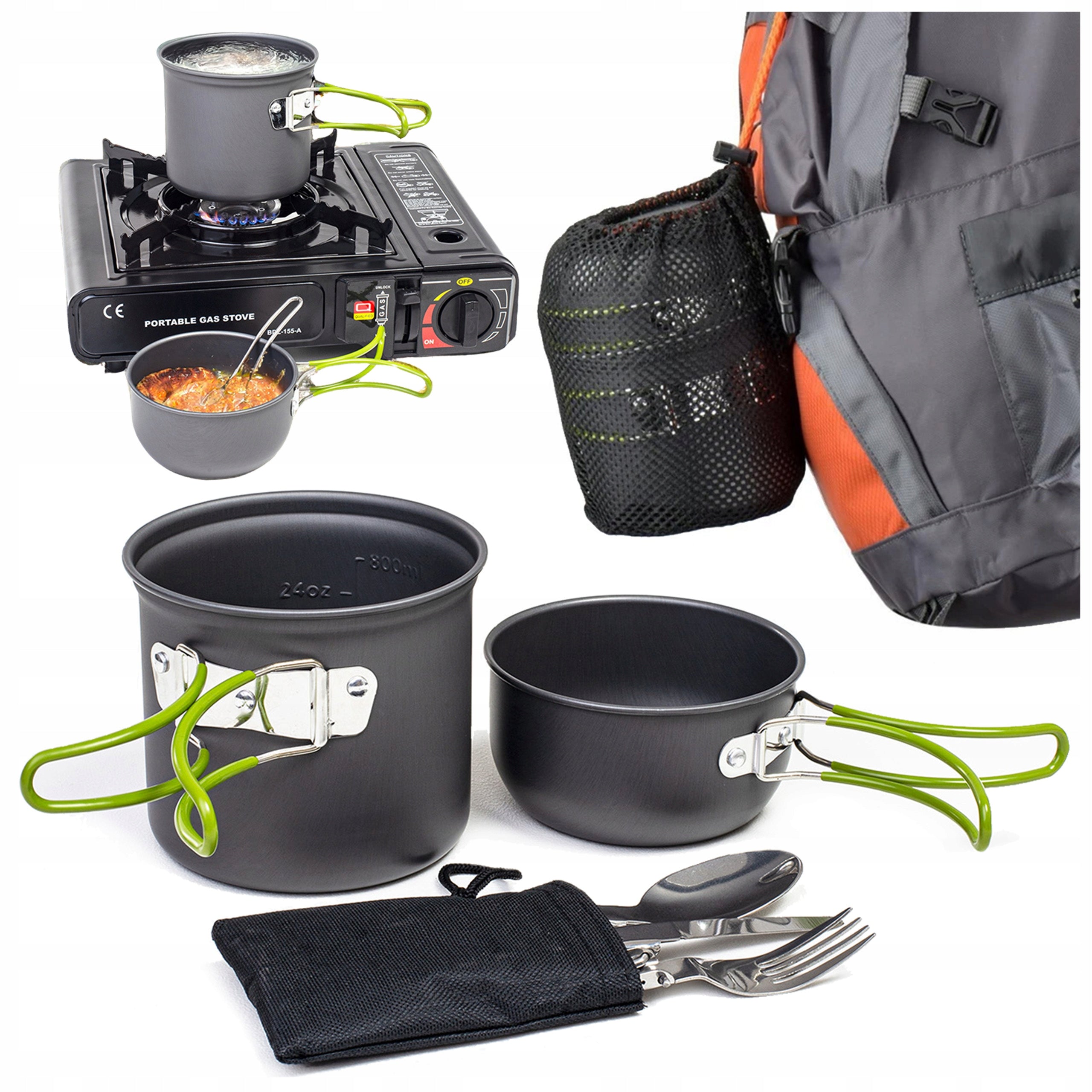 TOURIST DISHES FOLDING CUTLERY POT SET CAMPING SURVIVAL