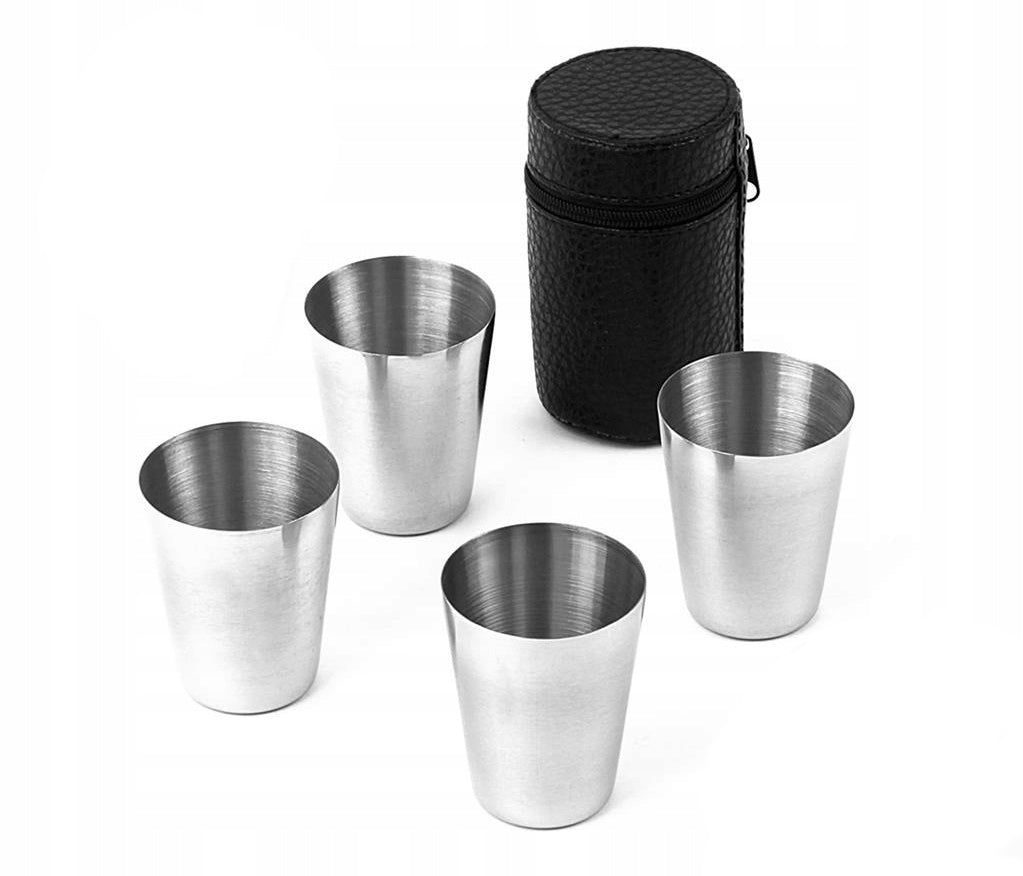 TOURIST GLASSES STEEL IN STAINLESS STEEL CASE SET OF 4 pieces 30ml Manufacturer code AG171A
