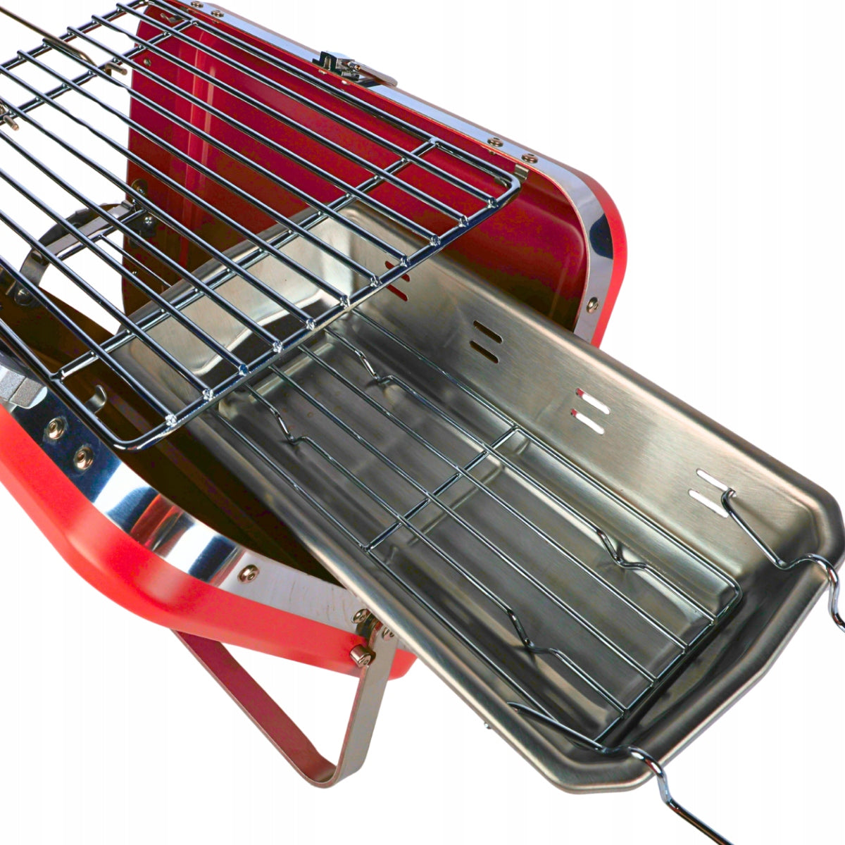 TOURIST GRILL PORTABLE CHARCOAL FOLDING BBQ CAMPING SUITCASE ROOMY Grate length 30 cm