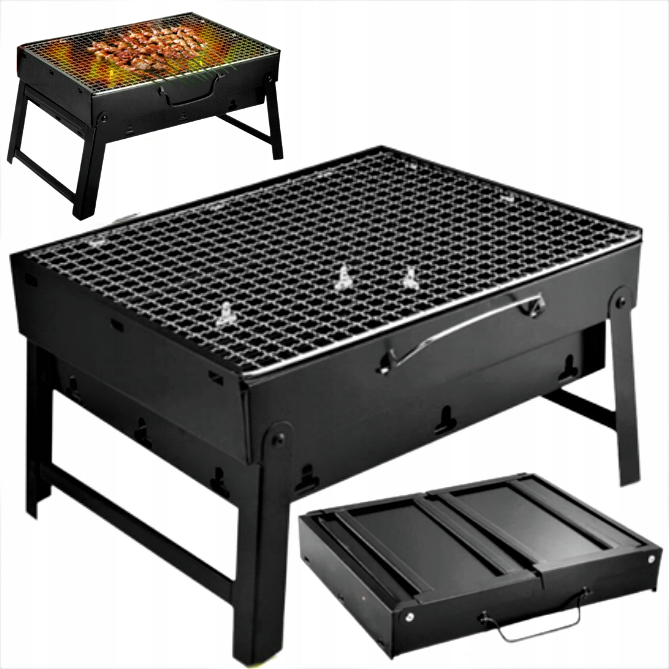 TOURIST GRILL TRAVEL CASE SMALL FOLDING BBQ PORTABLE WITH GRATE Manufacturer code GRILL WALIZKA ZESTAW PRZENOŚNY Z RUSZTEM
