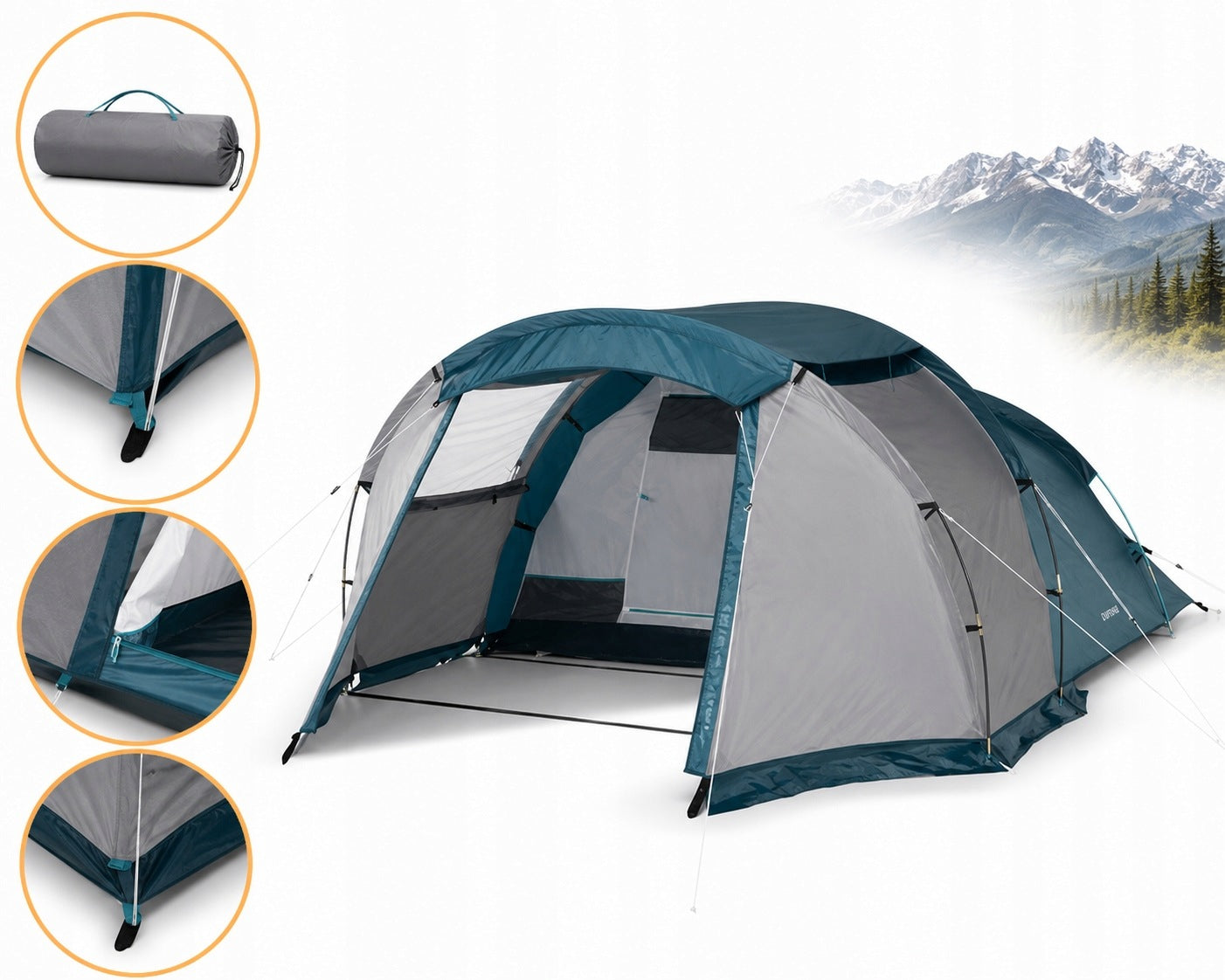 TOURIST KEMING TENT Quechua MH100 XXL 4-PERSON XXL LARGE