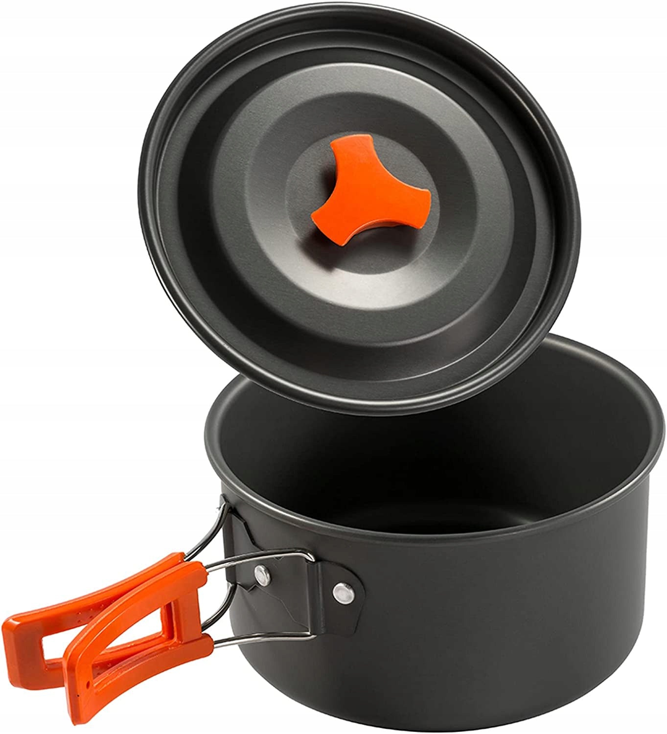 TOURIST SET KETTLE POT PAN CAMPING UTENSILS SET 670g Color gray