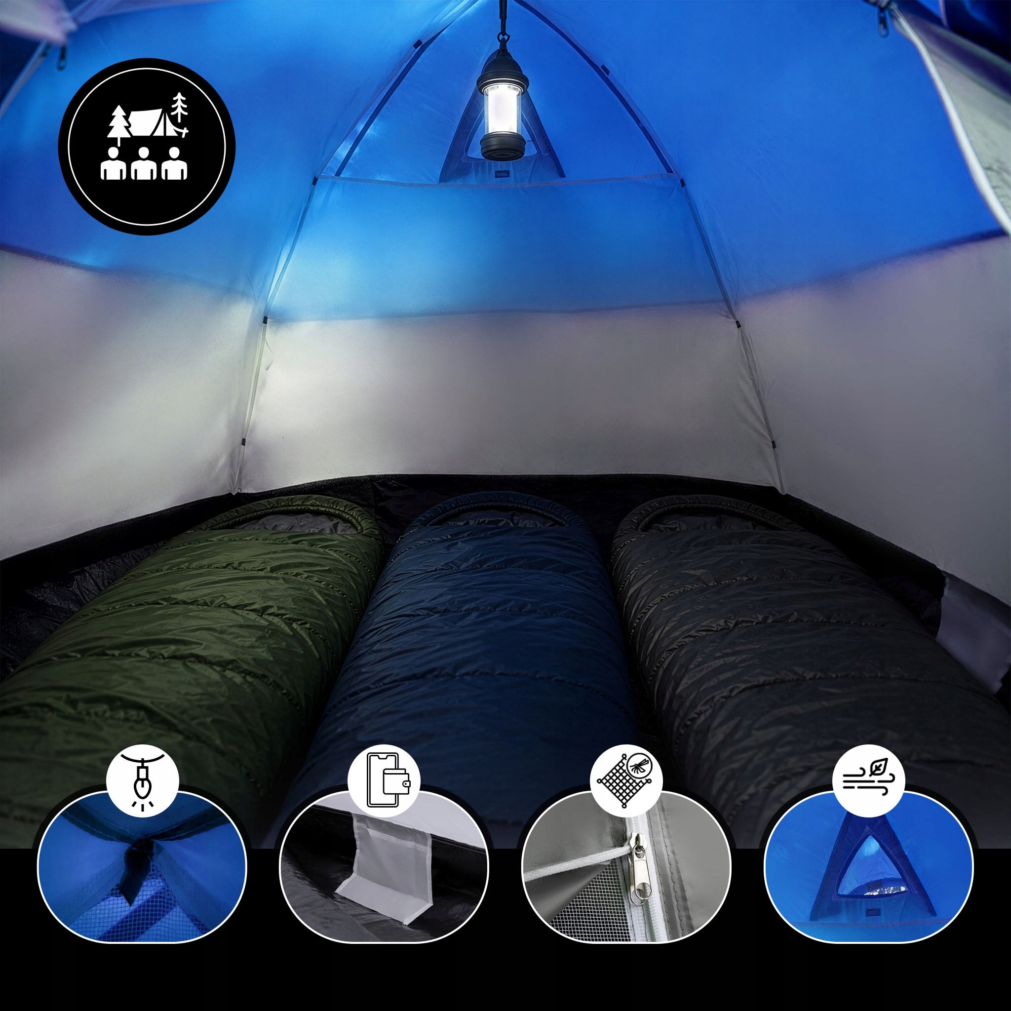 TOURIST TENT 3 PERSON FAMILY CAMPING IGLO WATERPROOF CAMPELA Brand Campela