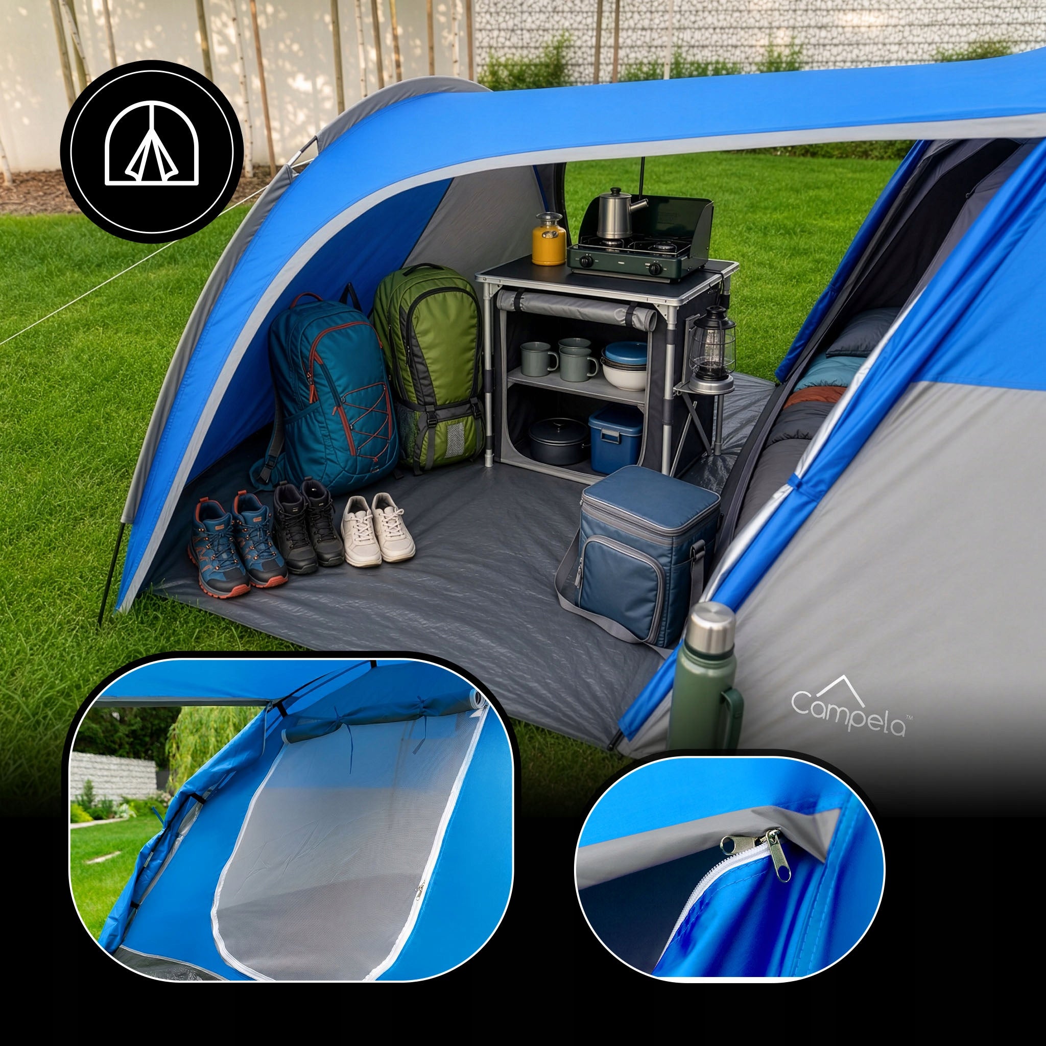 TOURIST TENT 3 PERSON FAMILY CAMPING IGLO WATERPROOF CAMPELA Waterproofness 3000 mm