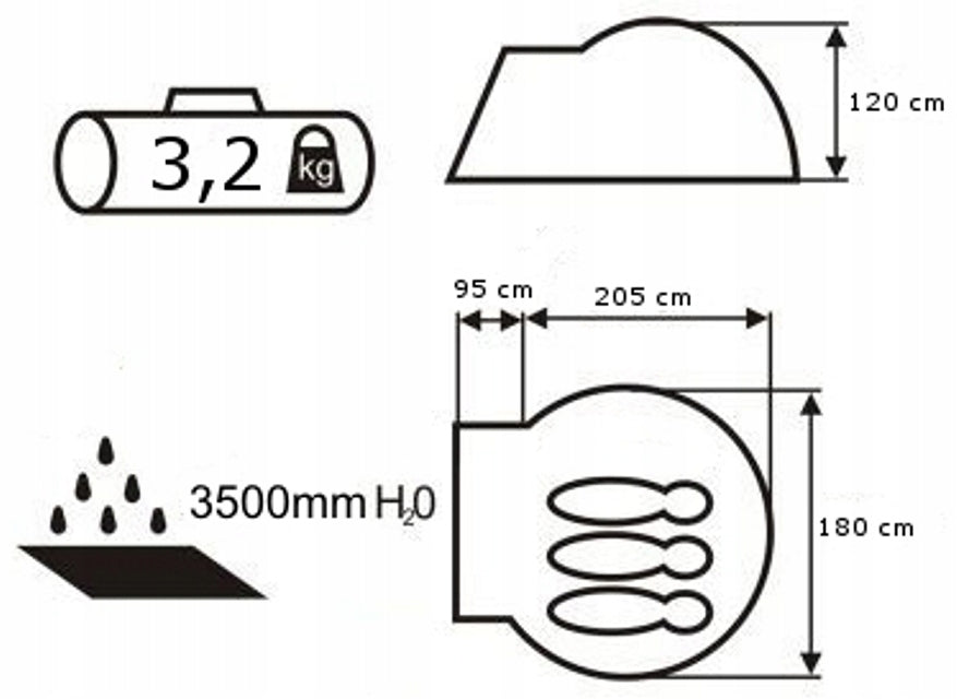 TOURIST TENT ACCO 3 PRO ACAMPER 3500mm H2O Kind travel
