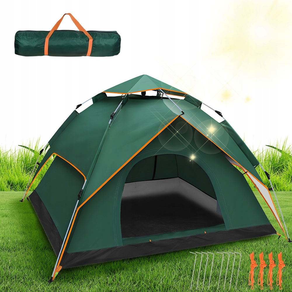 TOURIST TENT LARGE WATERPROOF 4 PERSON DOUBLE DOOR SET