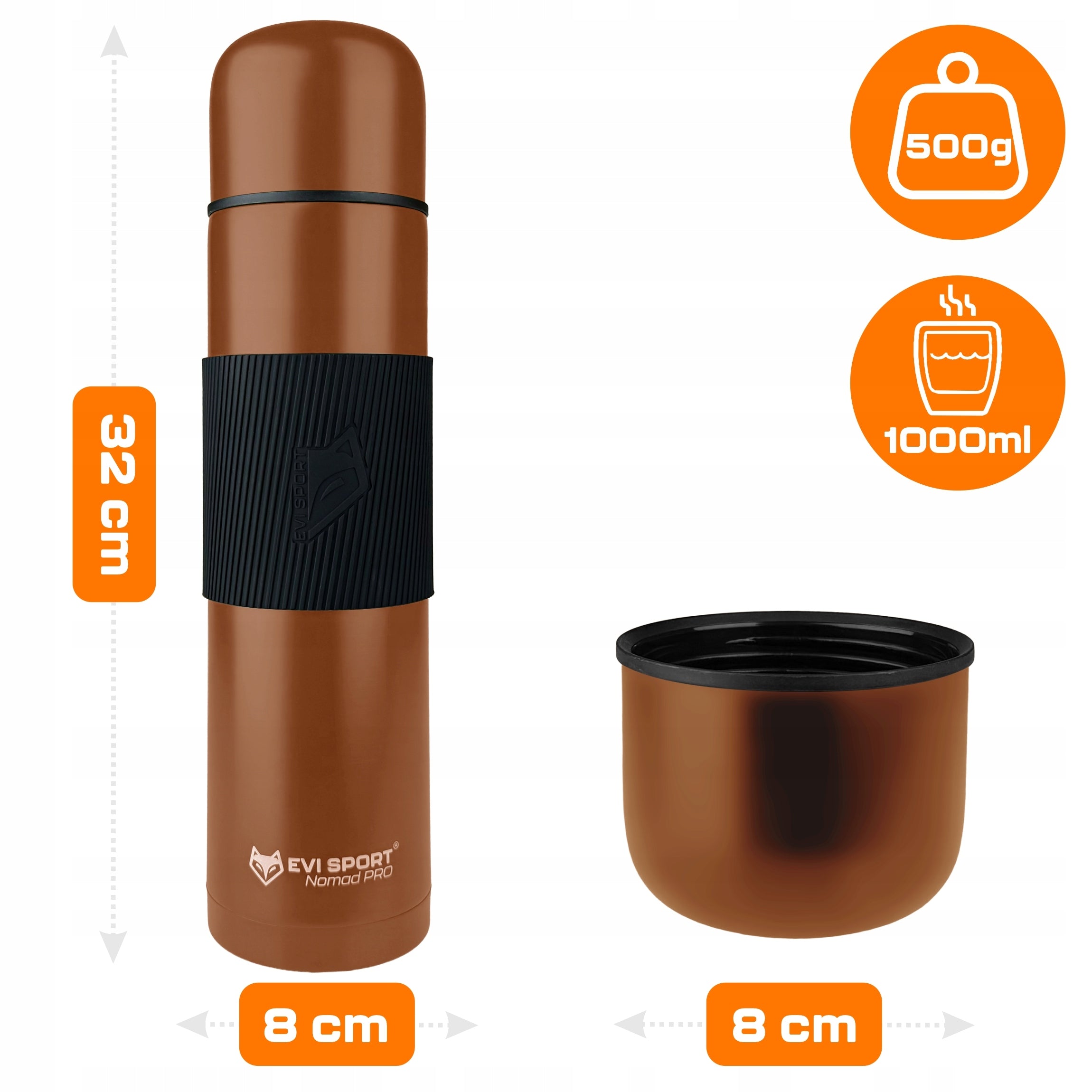 TOURIST THERMOS FOR COFFEE TEA THERMAL MUG STAINLESS STEEL LARGE 1L Packaging status original