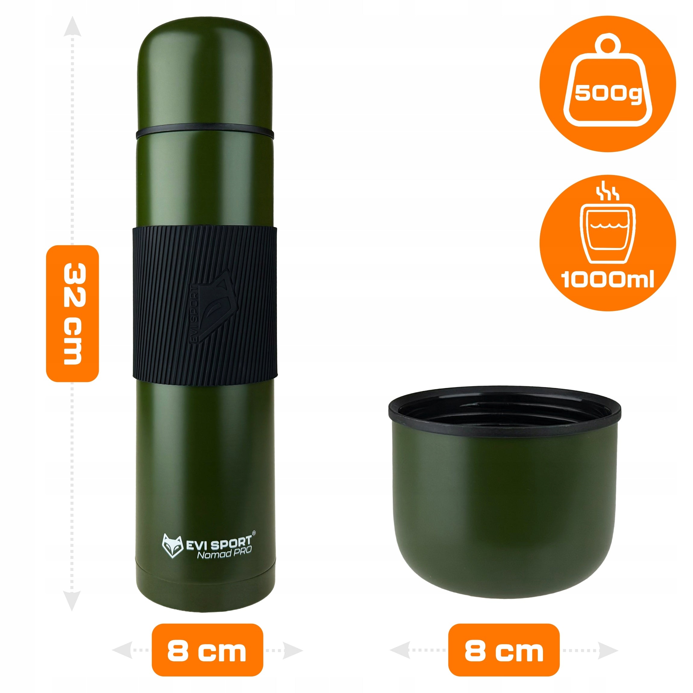 TOURIST THERMOS FOR TEA COFFEE SEALED VACUUM STAINLESS STEEL 1L Packaging status original