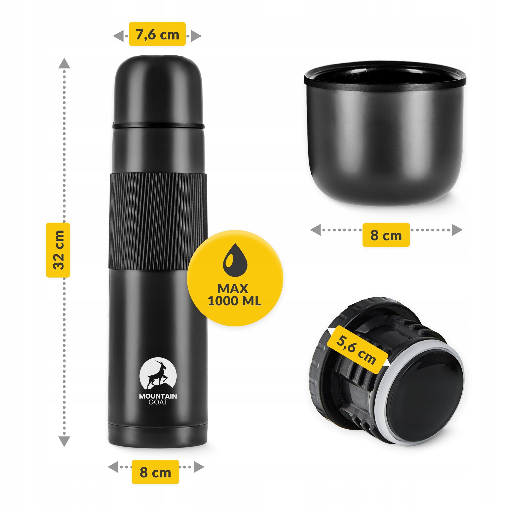 TOURIST THERMOS FOR TEA VACUUM COFFEE SEALED STAINLESS STEEL 1L Packaging status original