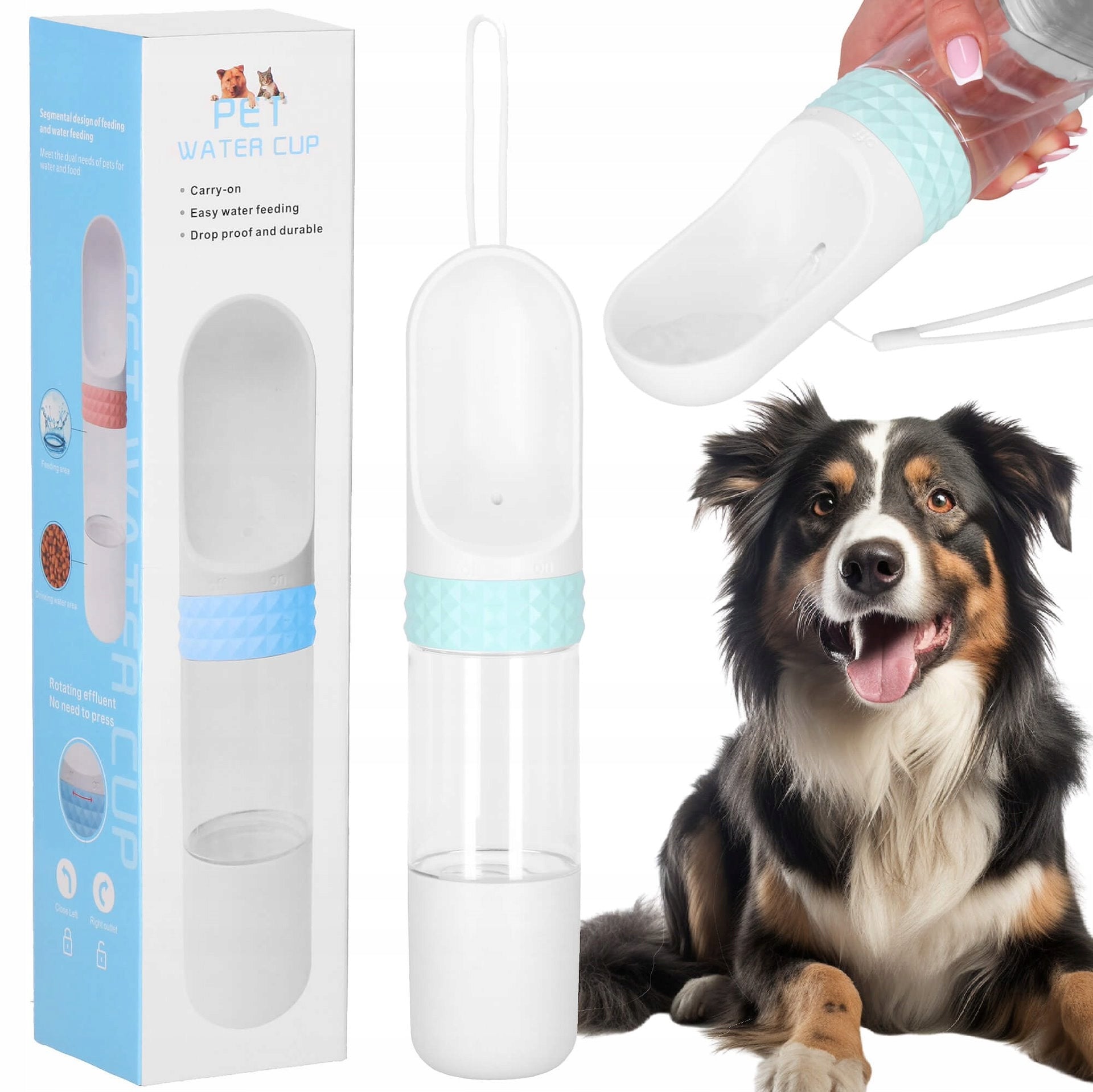 TOURIST WATER BOTTLE AND DOG FOOD TRAVEL DRINKER Packaging status original