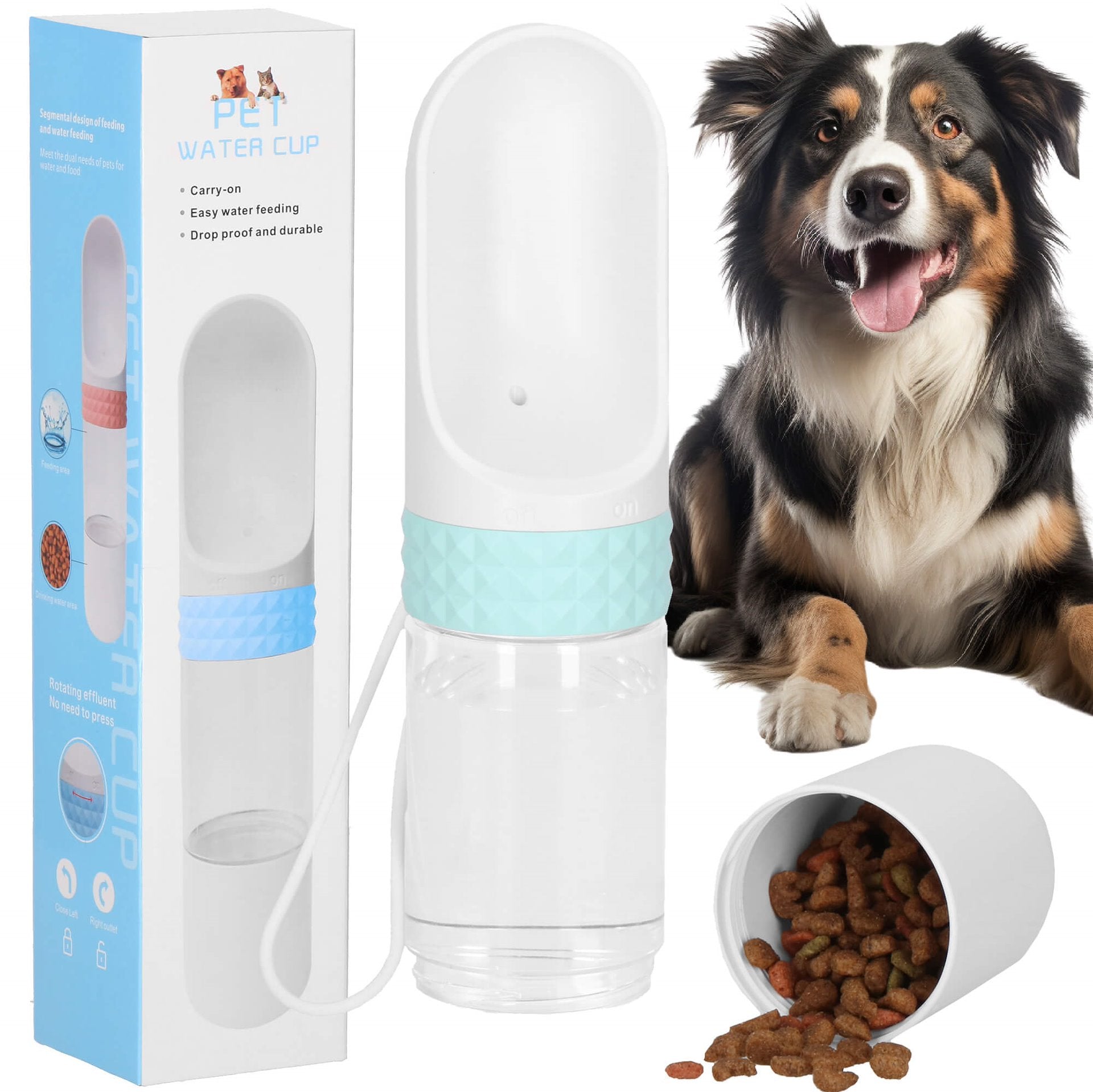 TOURIST WATER BOTTLE AND DOG FOOD TRAVEL DRINKER