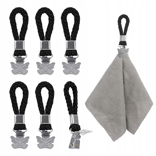TOWEL CLIPS COTTON IRON SET OF 6 KITCHEN BATHROOM