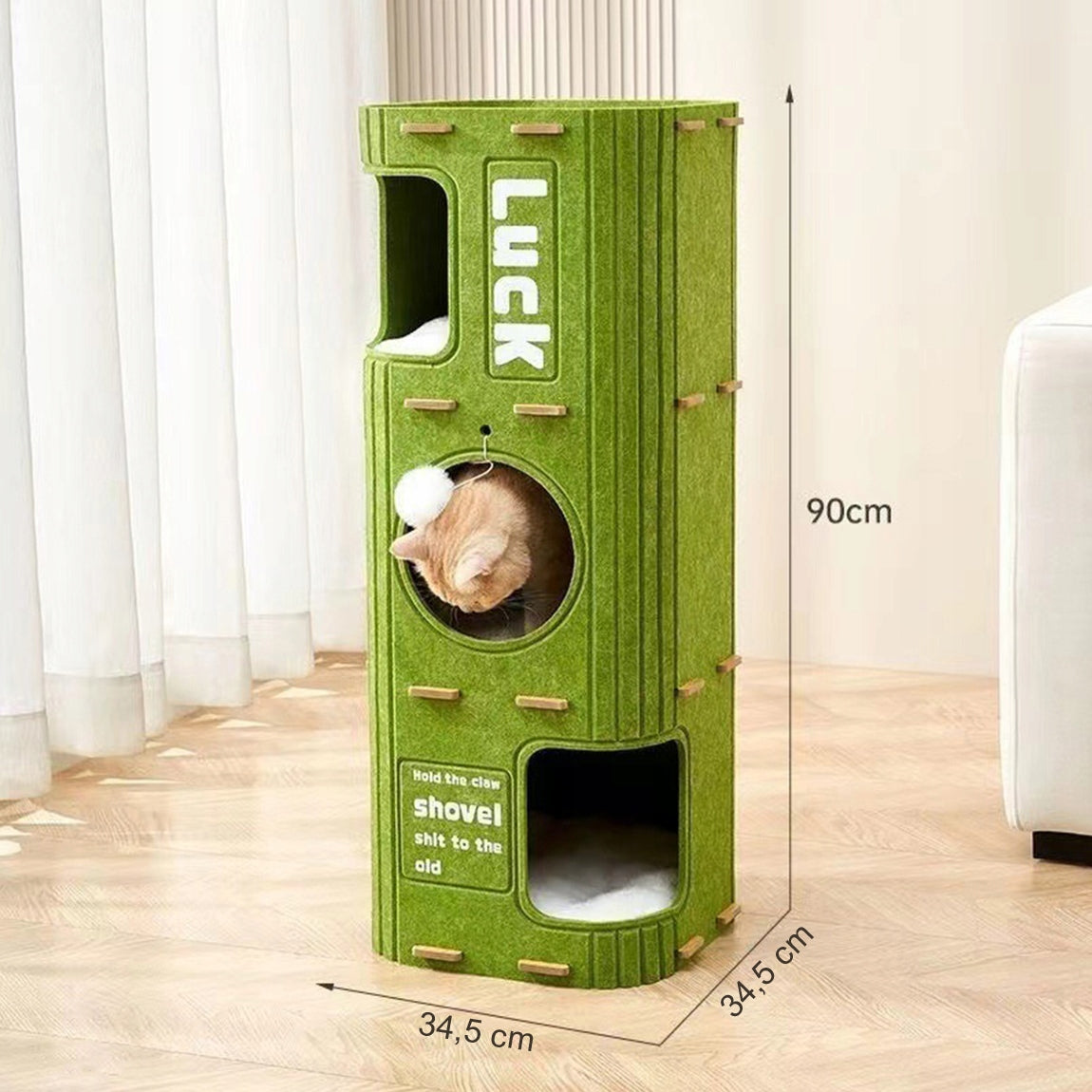 TOWER CAT BED WITH SCRATCHING POST LARGE COTTAGE 90X34X34CM SOFT 4 LEVEL Packaging status original