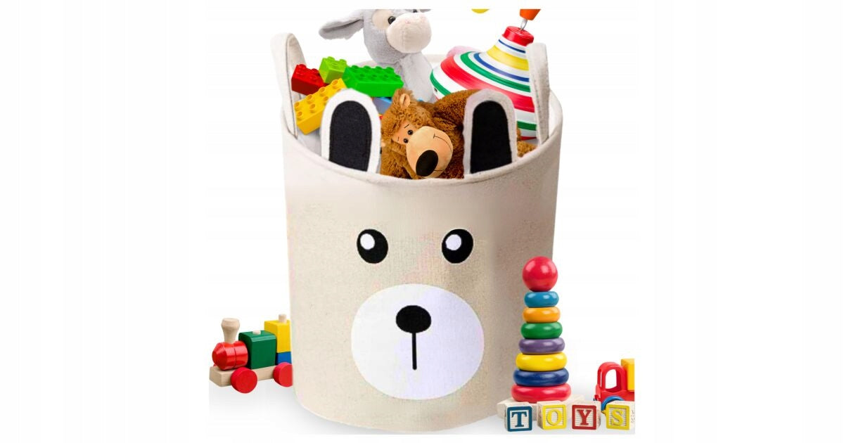 TOY BASKET 45cm DRAWSTRING BLOCK CONTAINER ORGANIZER BEAR Brand no brand
