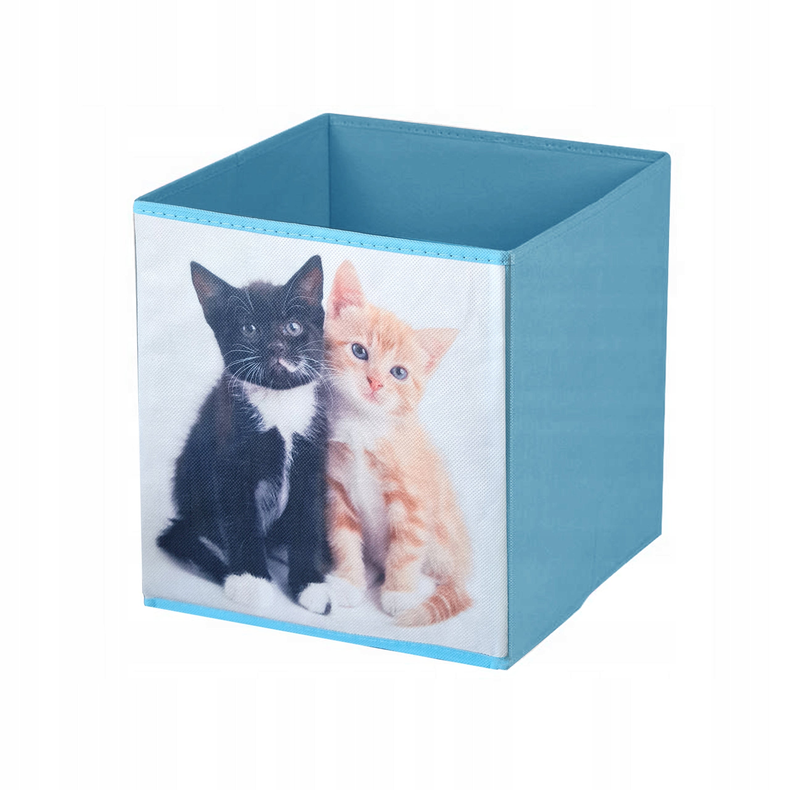 TOY BOX ORGANIZER CONTAINER MADE OF BLUE MATERIAL WITH KITTENS