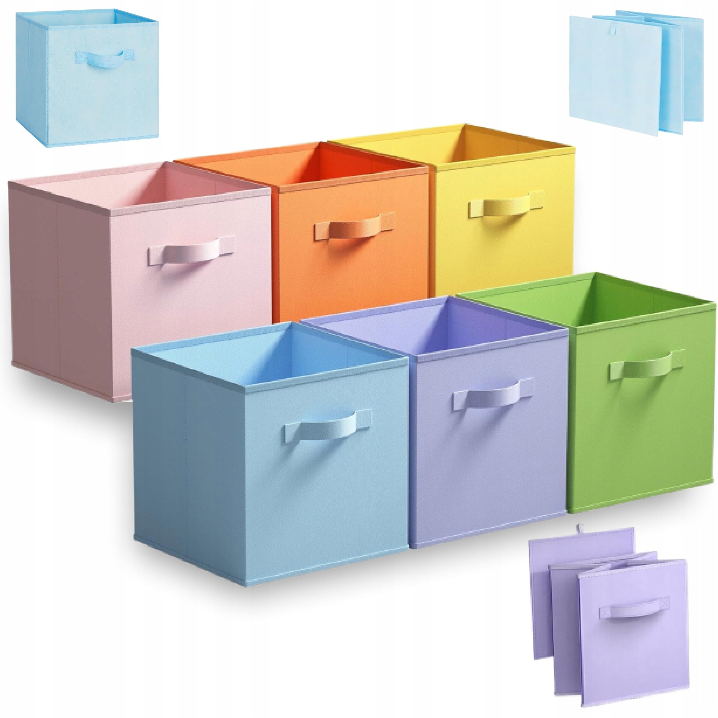 TOY BOXES 33x33 FOLDING COLORFUL MATERIAL ORGANIZERS HANDLE 6x Packaging status original