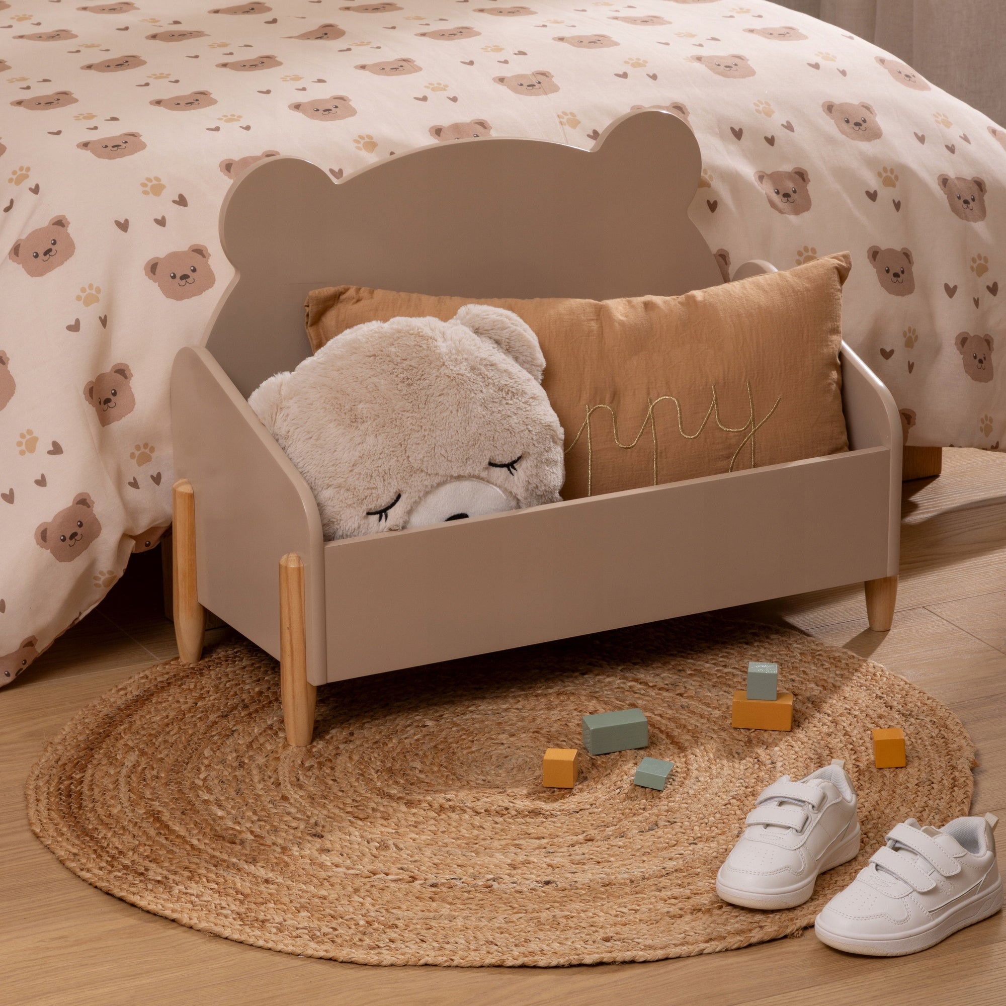 TOY CHEST MDF 61 X 44,2 X 28,5 CM BEIGE WITH PINE LEGS Brand Atmosphera