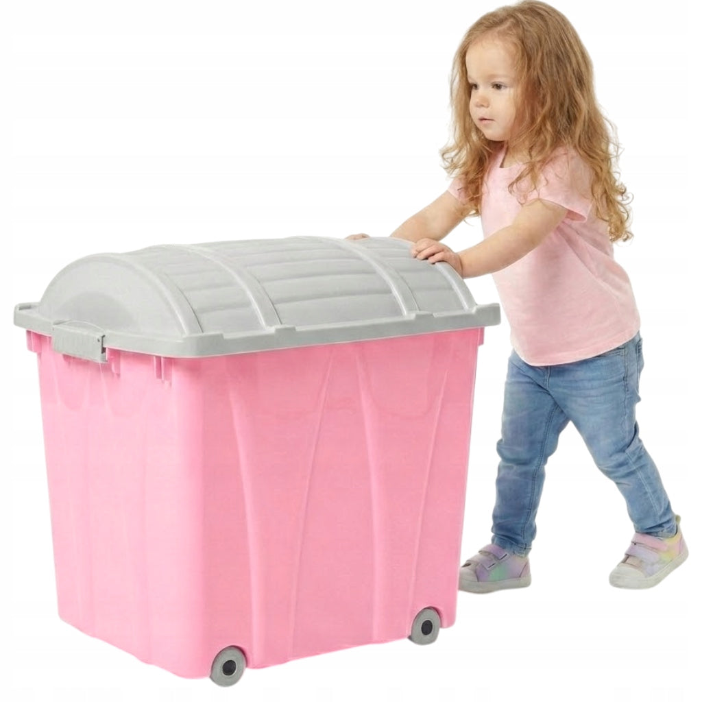 TOY CONTAINER 55x50 CM LARGE PLASTIC BOX ON WHEELS 60 L