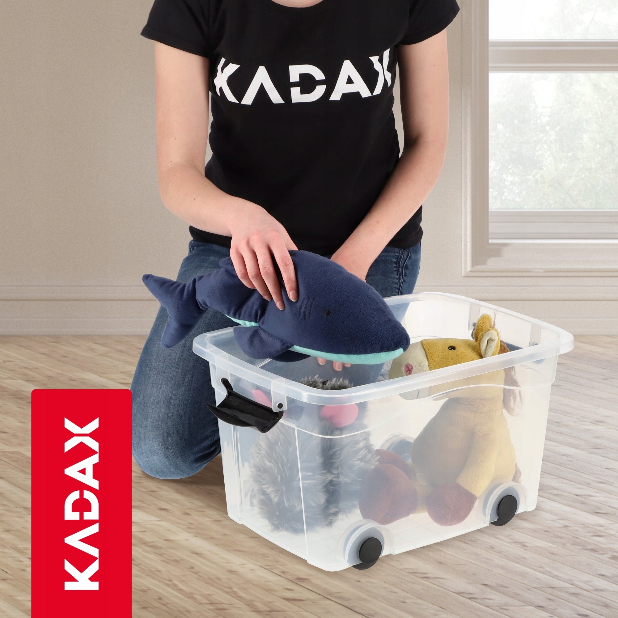 TOY CONTAINER LARGE BOX ON WHEELS PLASTIC LARGE 20L Brand Kadax