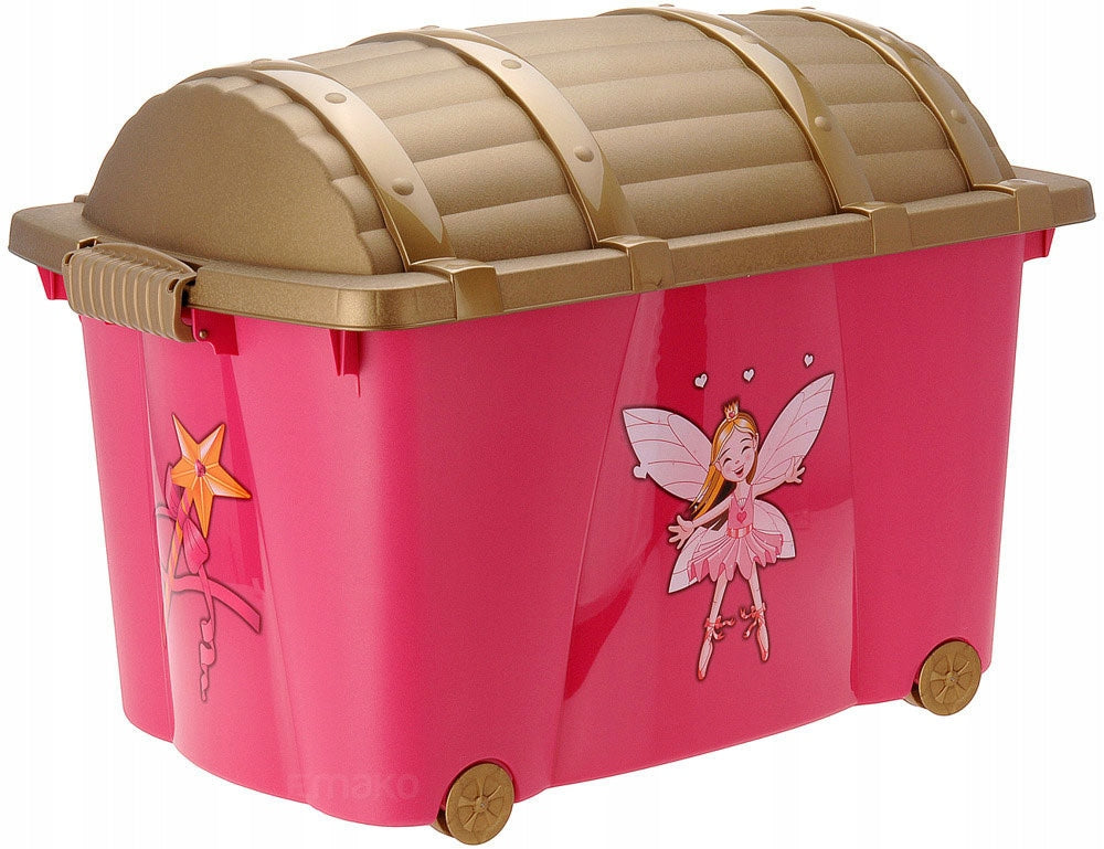TOY CONTAINER PINK CHEST ON WHEELS 57L for children for room