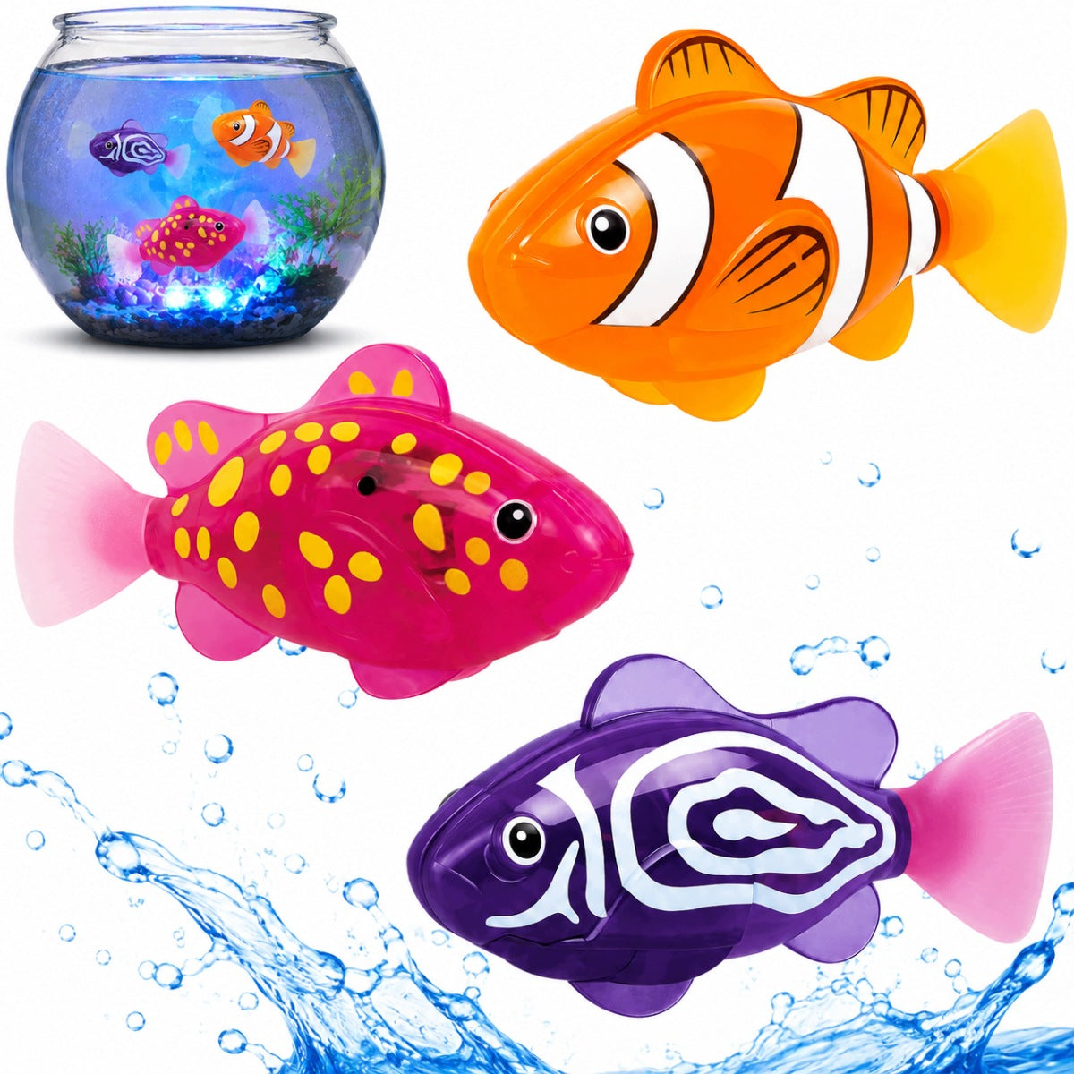 TOY FLOATING ROBOTIC FISH SET OF 3 LED LIGHT