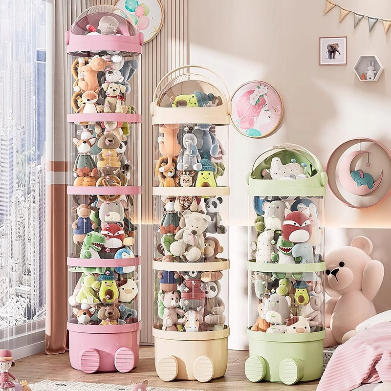TOY ORGANIZER BEARS STUFFED ANIMALS LARGE BASKET CONTAINER CLOSED PINK Manufacturer code Organizer pionowy na zabawki Różowy