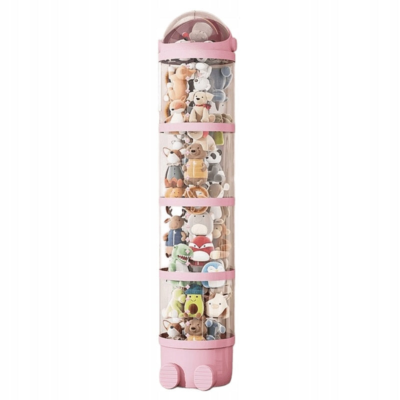 TOY ORGANIZER BEARS STUFFED ANIMALS LARGE BASKET CONTAINER CLOSED PINK