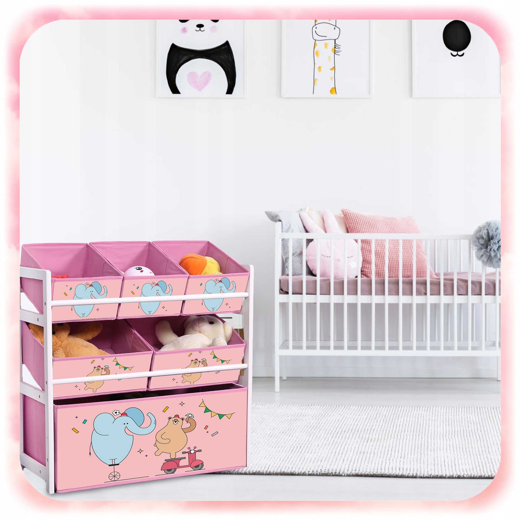 TOY RACK WITH CONTAINERS CHILDREN'S ORGANIZER WOODEN CONTAINER Packaging status original