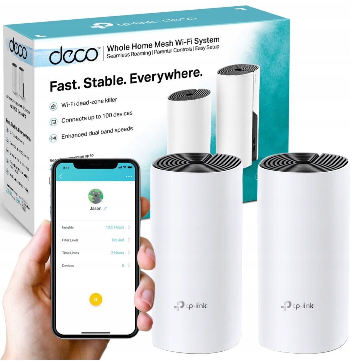 TP-LINK DECO MESH WIFI AC1200 2-PACK ROUTER SYSTEM HIGH SPEED INTERNET